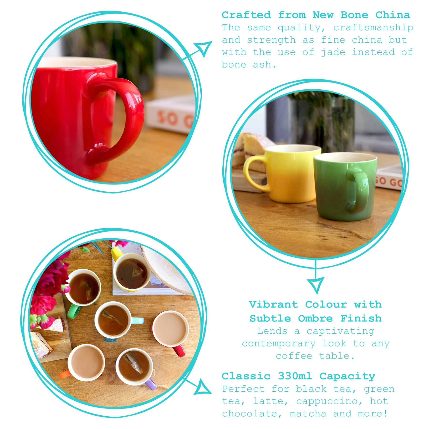 330ml New Bone China Ombre Mugs - Pack of 6