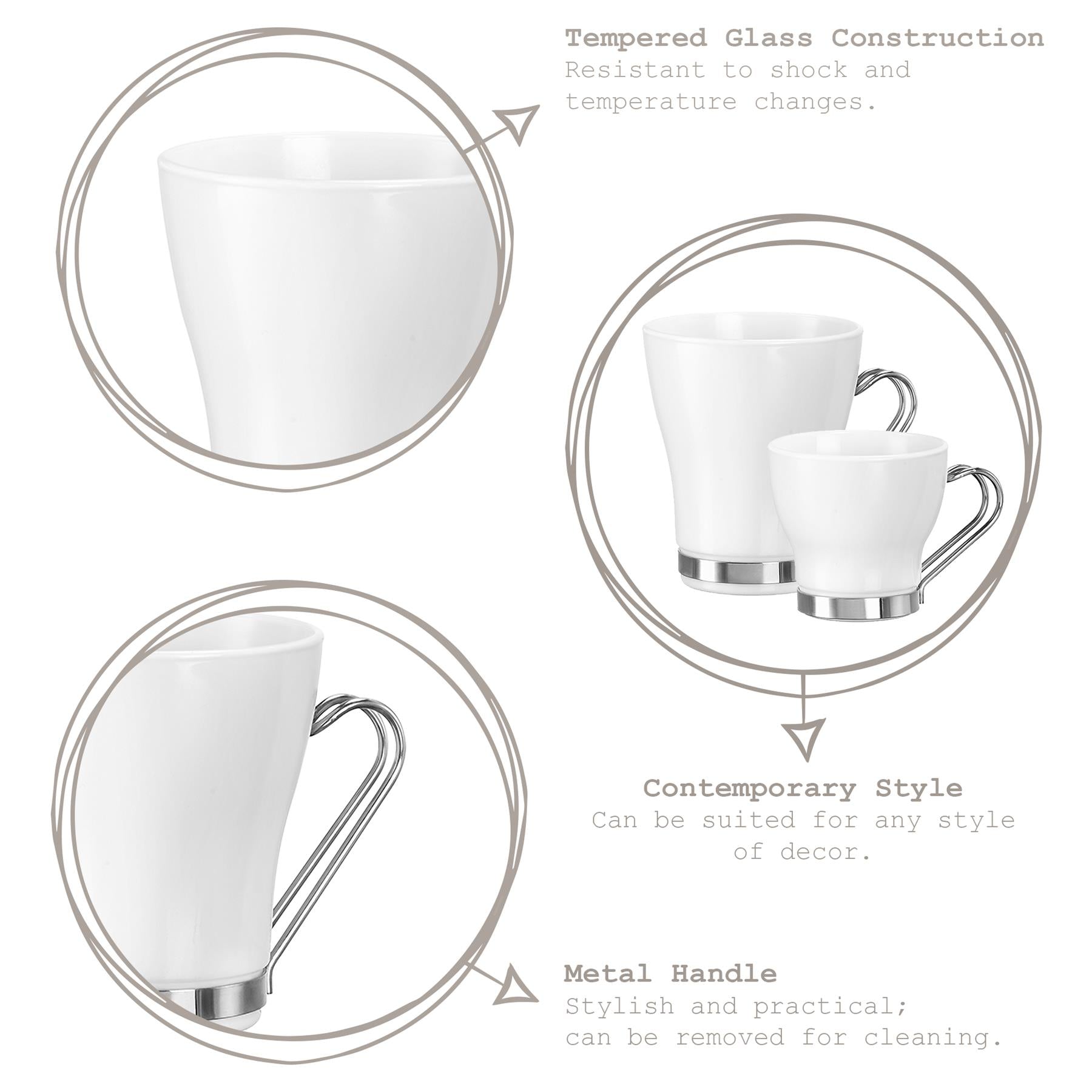 235ml Aromateca Oslo White Glass Coffee Cups - Pack of Four