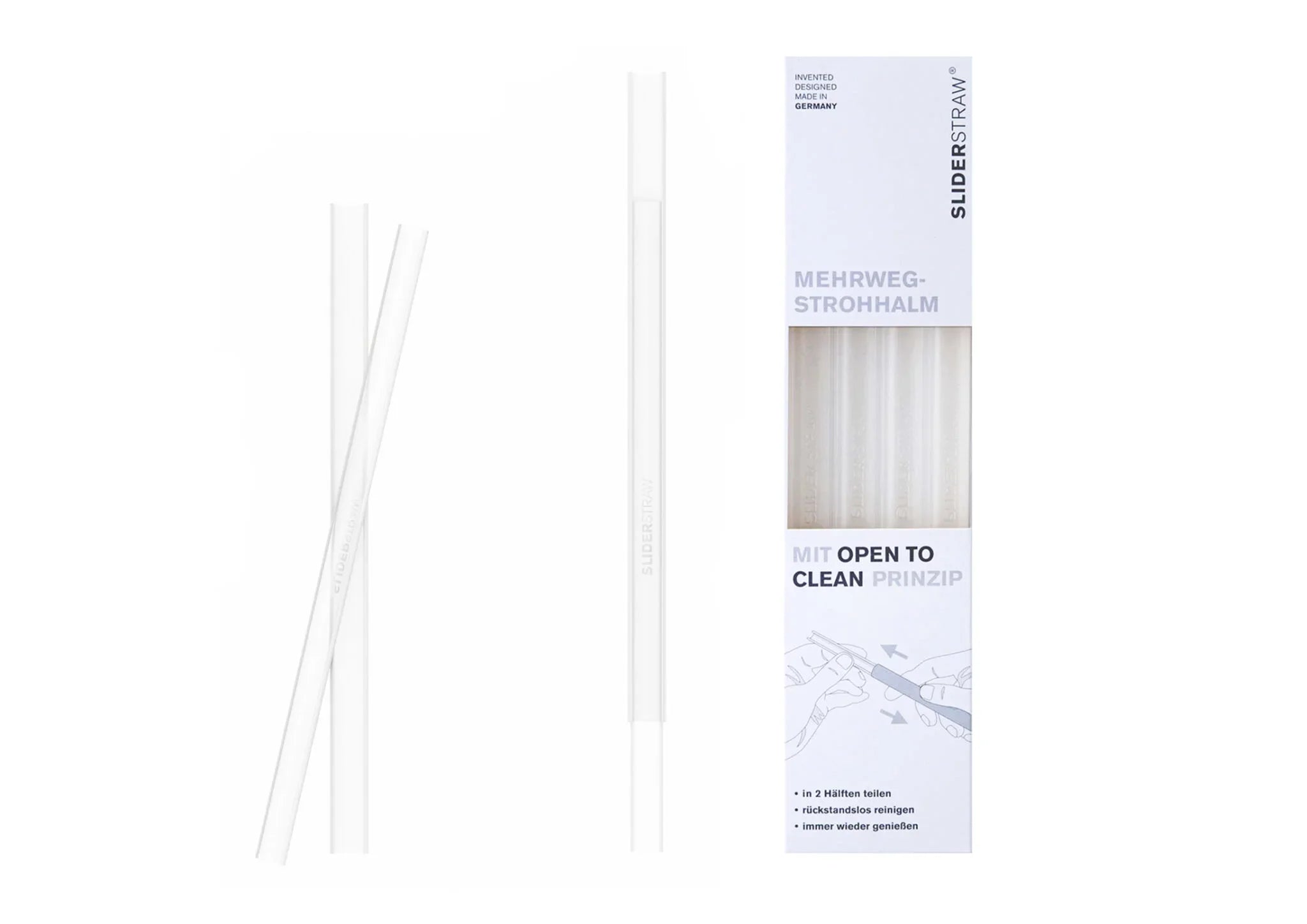 SliderStraws - Pack of 4 Reusable Plastic Straws