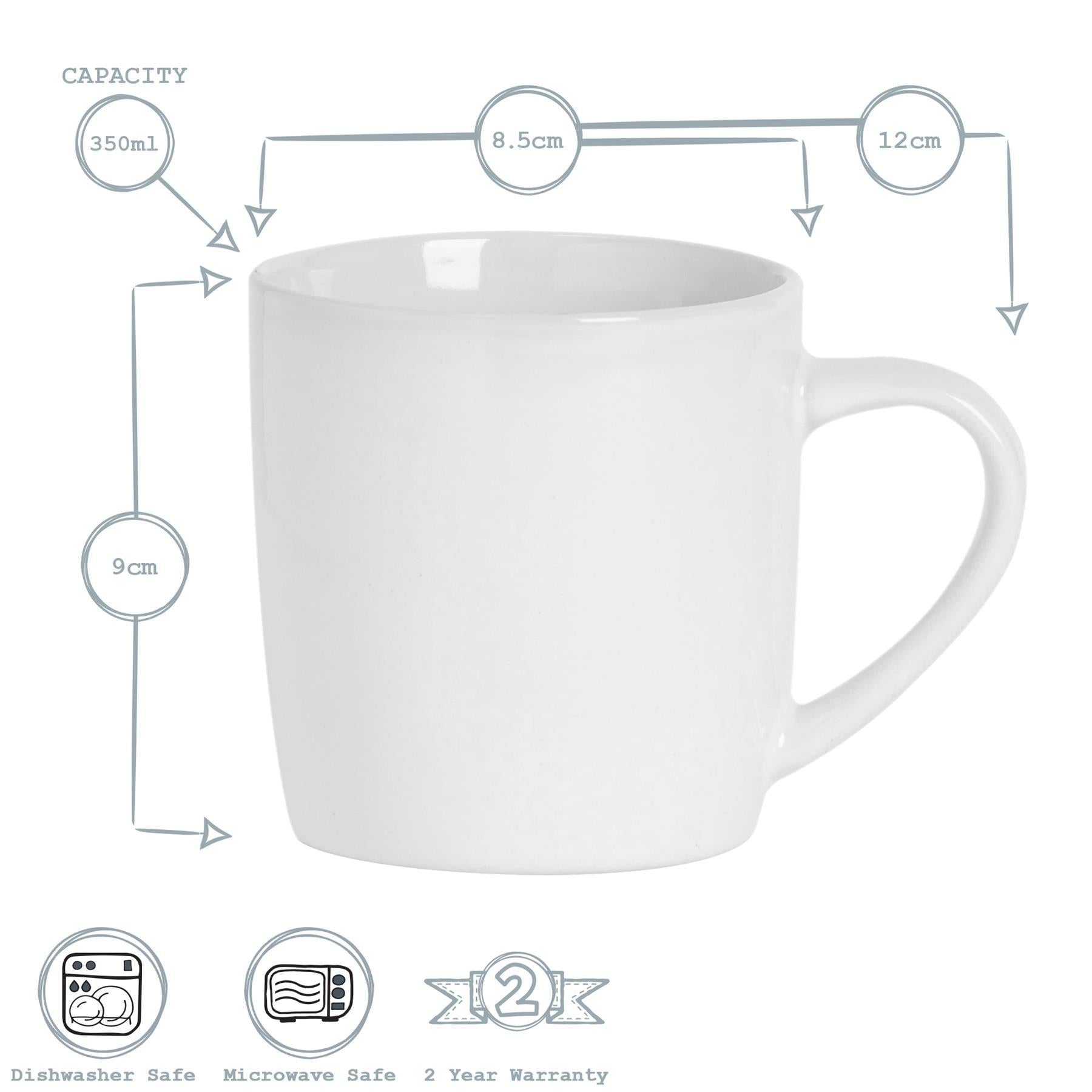 350ml Contemporary Coffee Mugs - Two Colours - Pack of Six