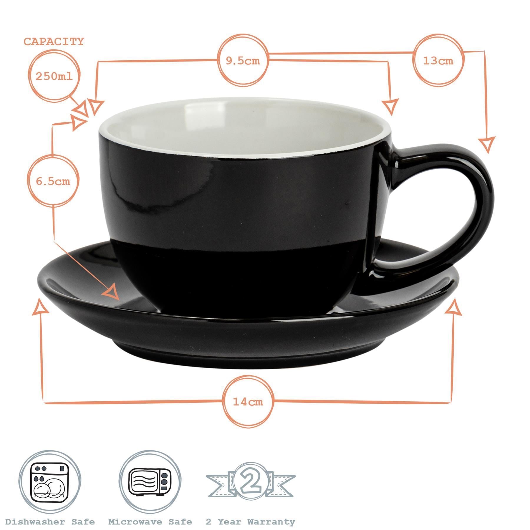 250ml Coloured China Cappuccino Cup & Saucer Set
