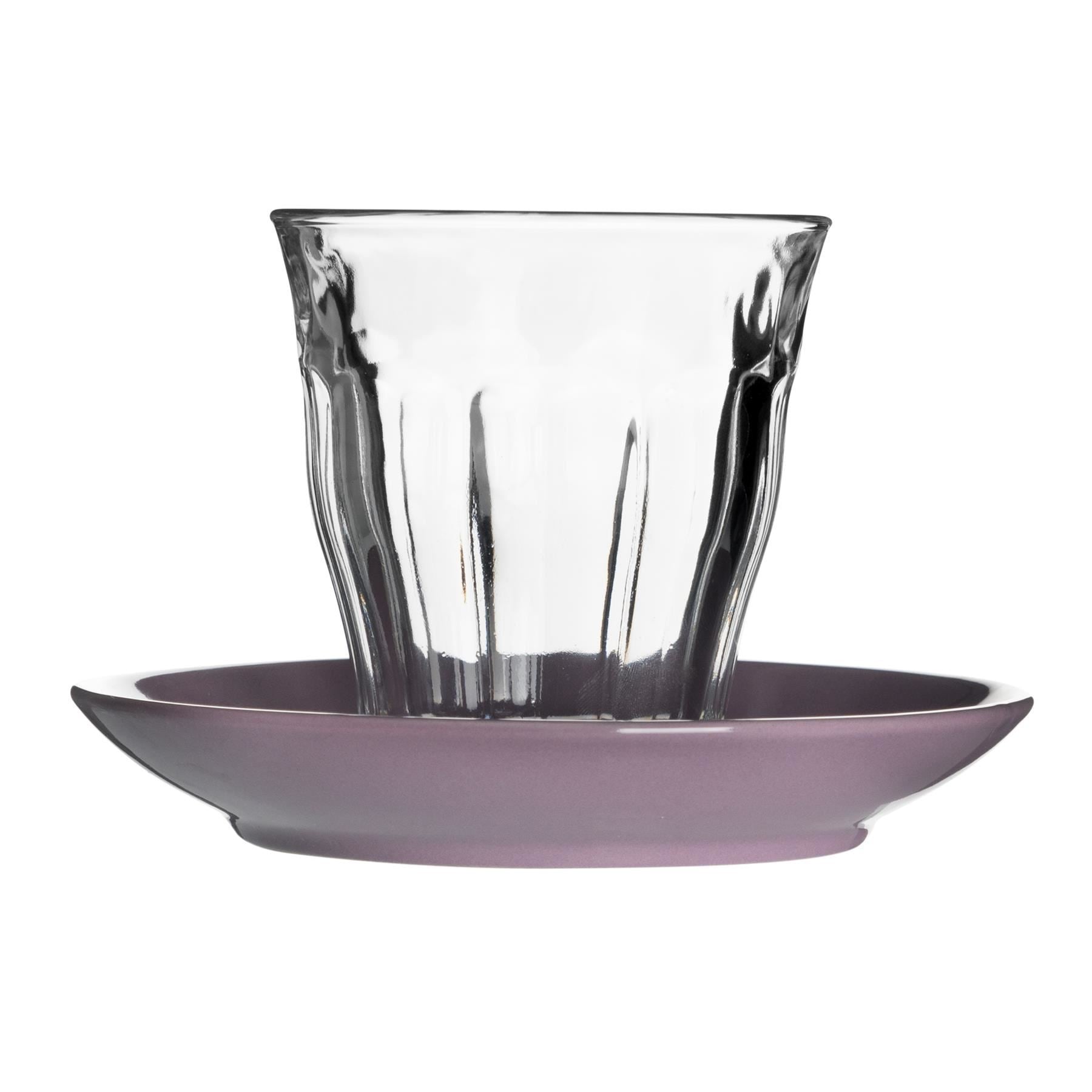 200ml Picardie Glass Coffee Cups & Saucers - Pack of Six