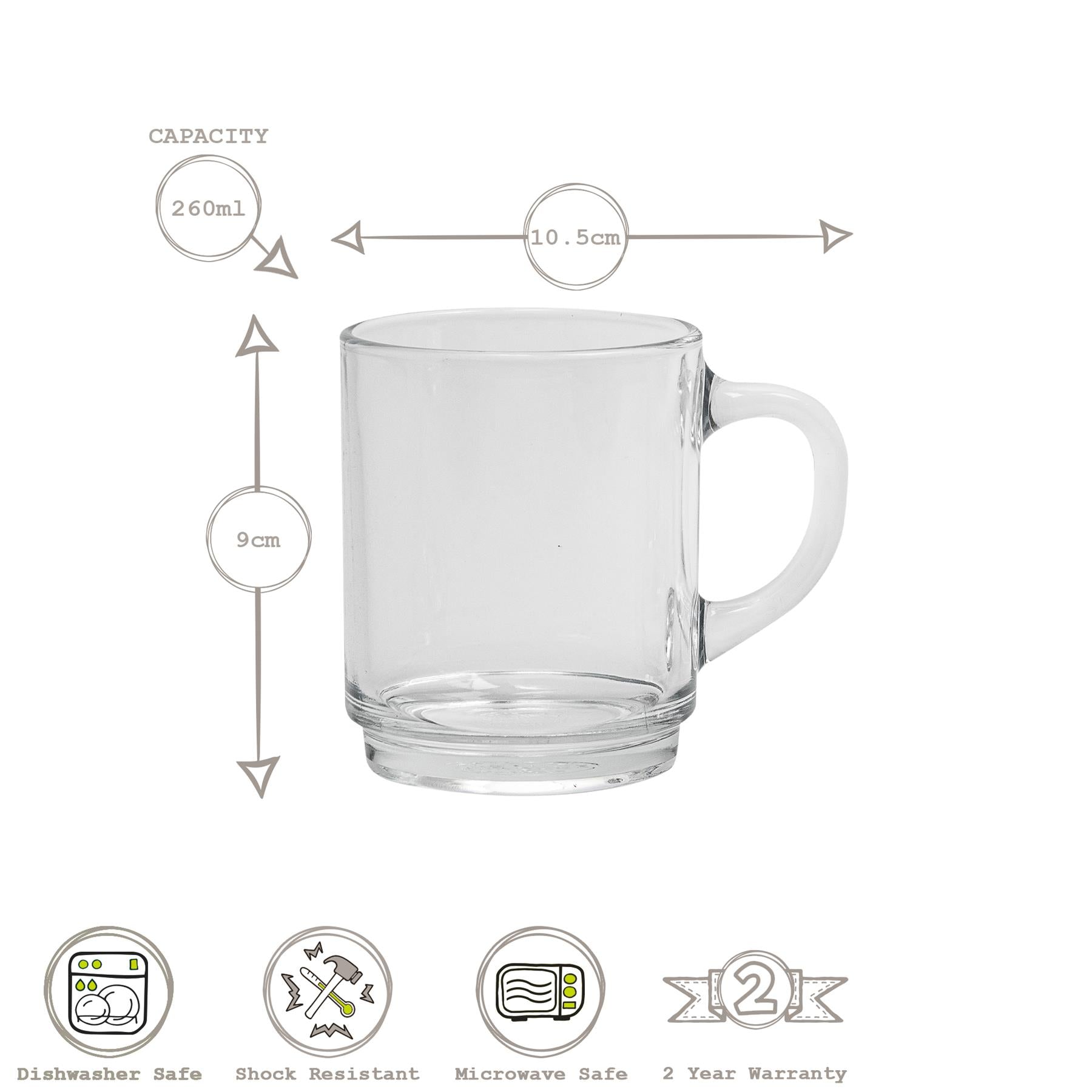 260ml Versailles Glass Mugs - Pack of Six