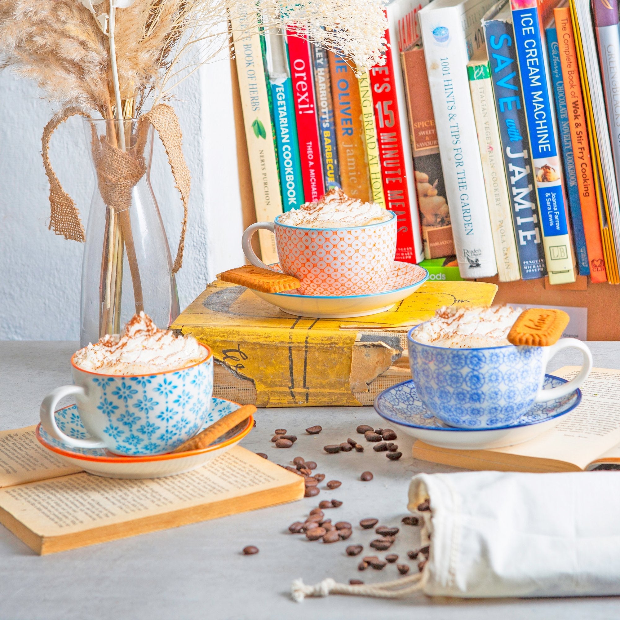 250ml Hand Printed Cappuccino & Tea Cups - Pack of Six