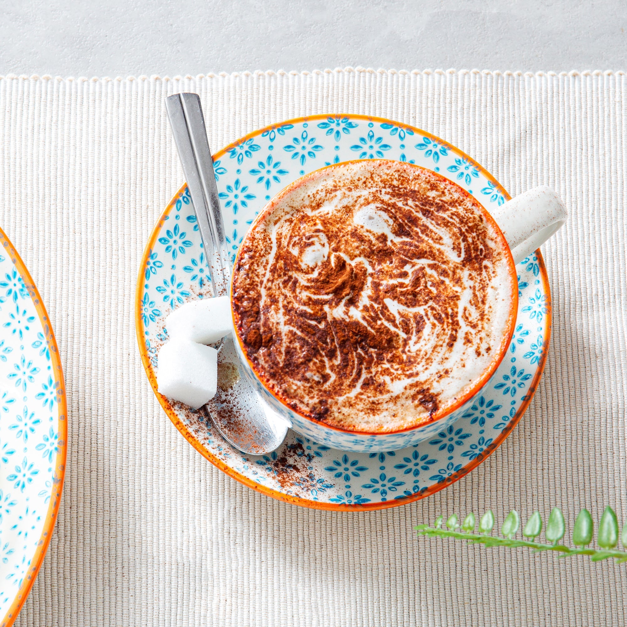 250ml Hand Printed Cappuccino Cups & Saucers - Pack of Six