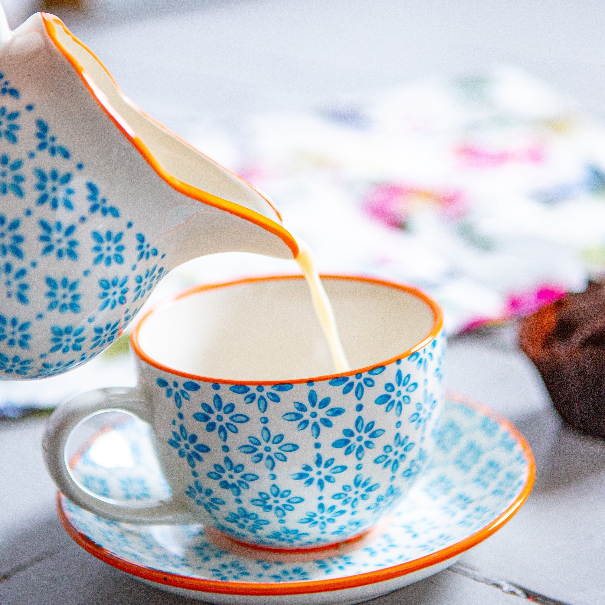 250ml Hand Printed Cappuccino & Tea Cups - Pack of Six