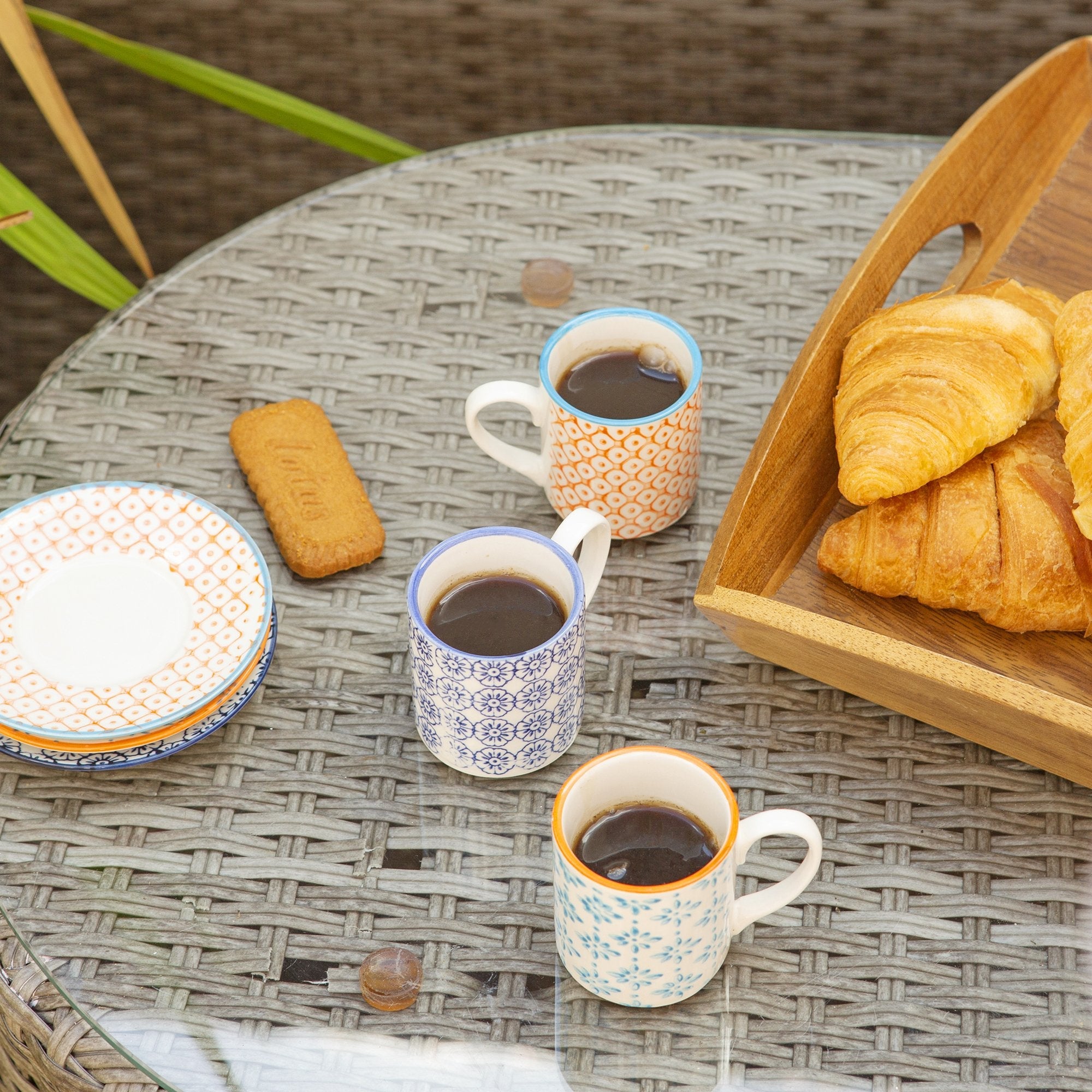 65ml Hand Printed China Espresso Cup & Saucer Set