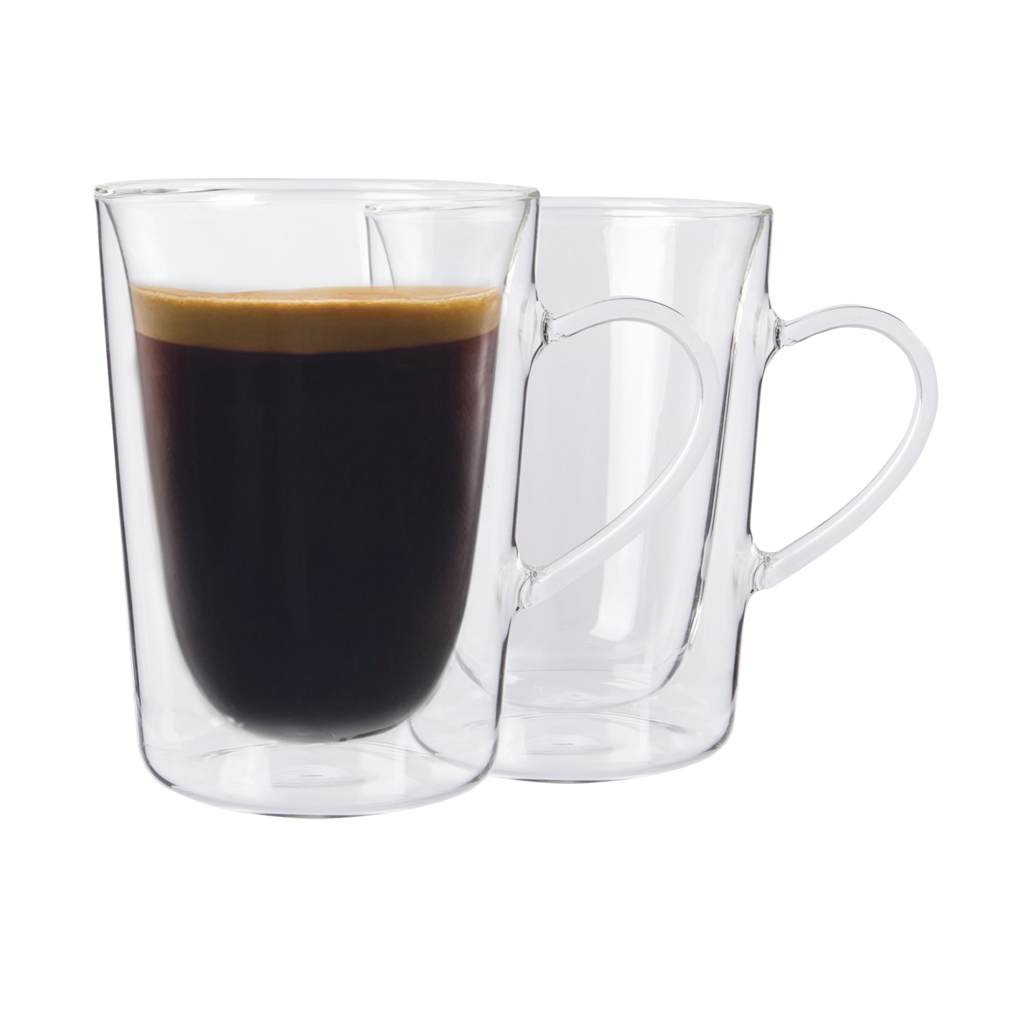 285ml Double Walled Glass Mugs - Pack of Two