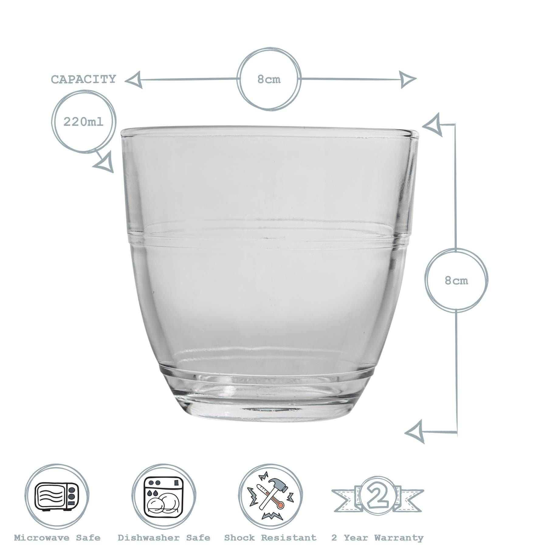 220ml Gigogne Glass Coffee Cups & Saucers - Pack of Six