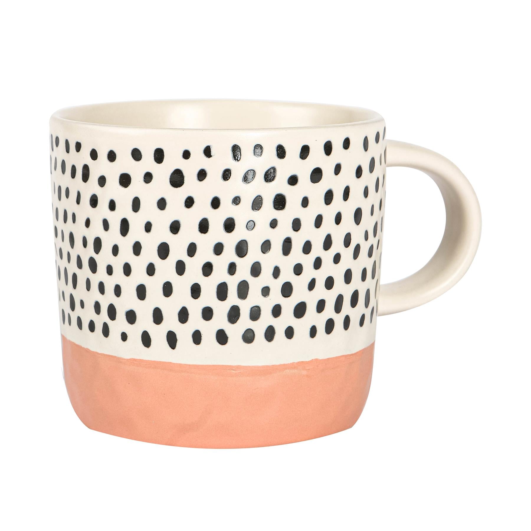 385ml Dipped Spot Stoneware Coffee Mugs - Pack of 6