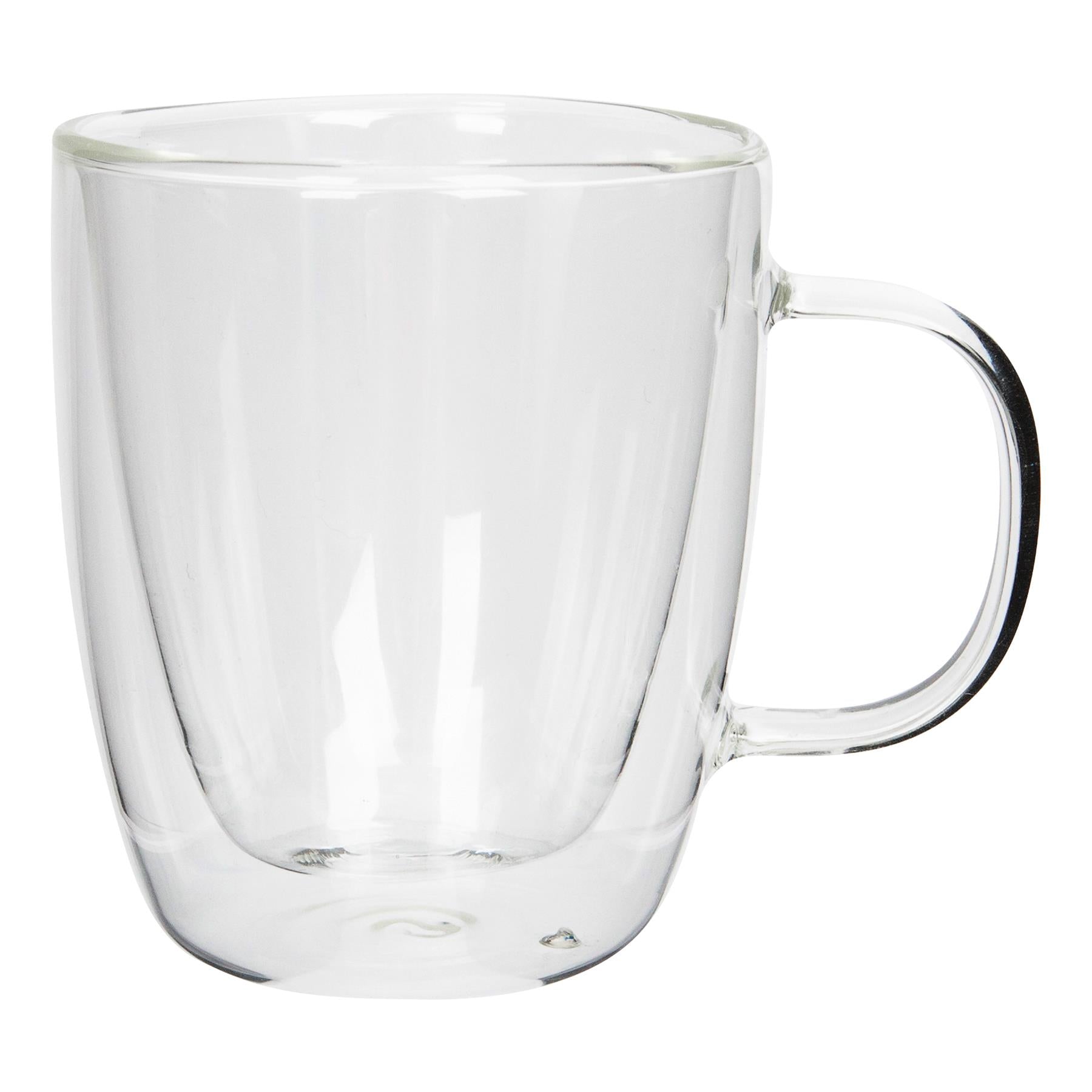 386ml Double Walled Glass Coffee Mugs - Pack of Two