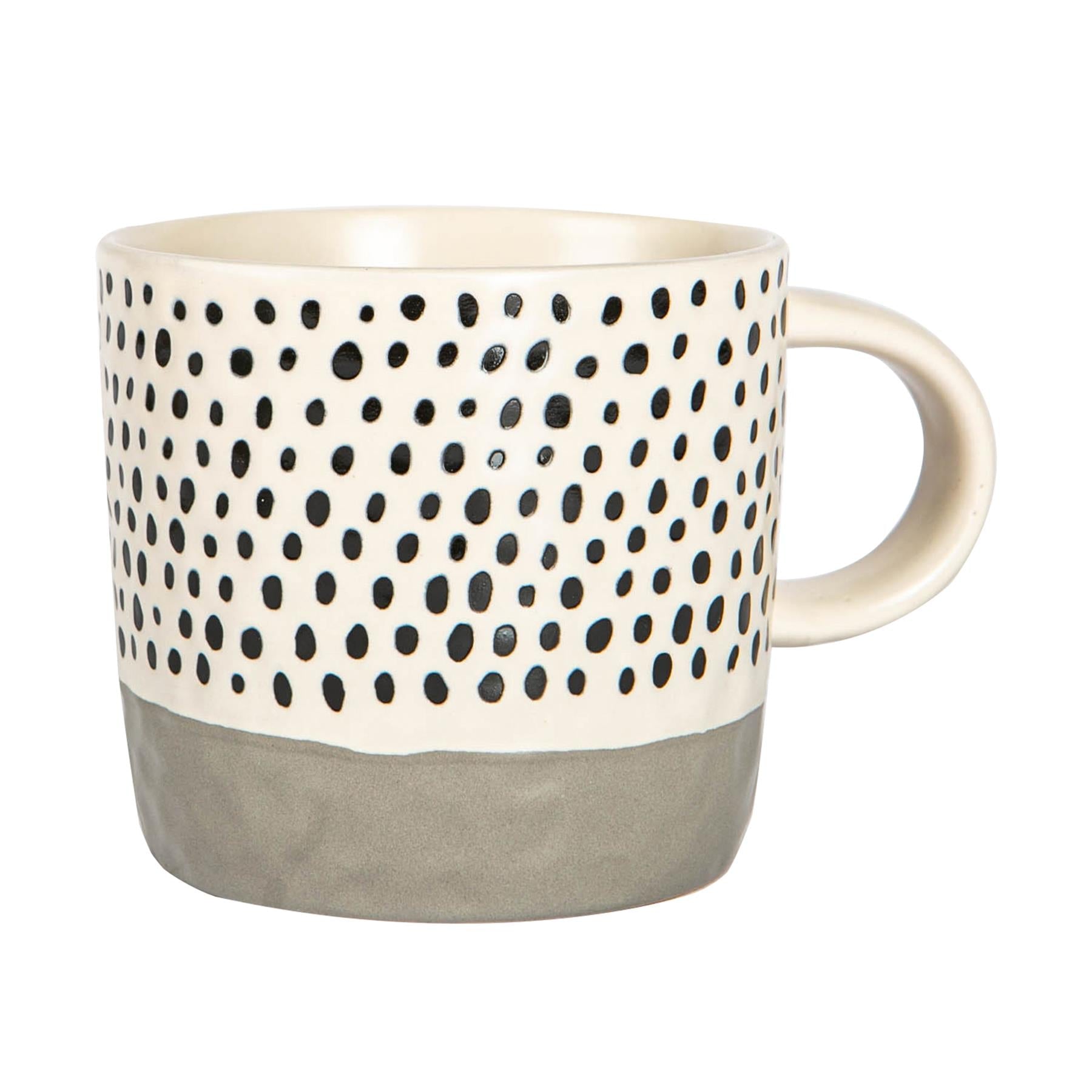385ml Dipped Spot Stoneware Coffee Mugs - Pack of 6