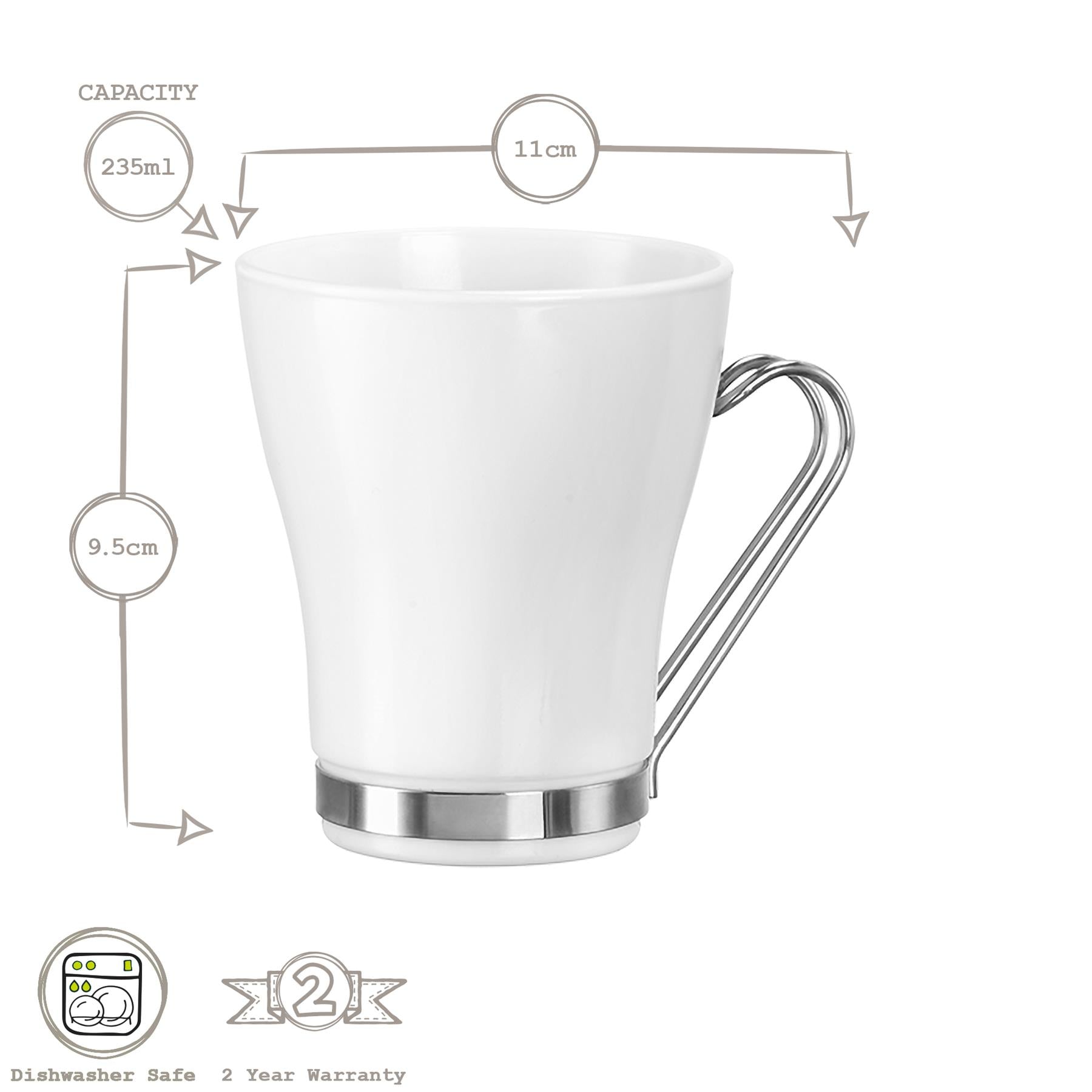 235ml Aromateca Oslo White Glass Coffee Cups - Pack of Four