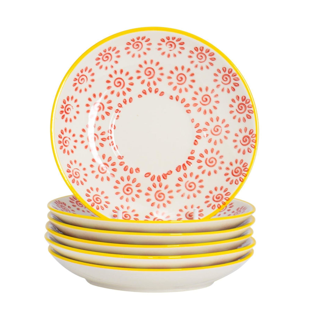 14.5cm Hand Printed China Cappuccino Saucers - Pack of Six