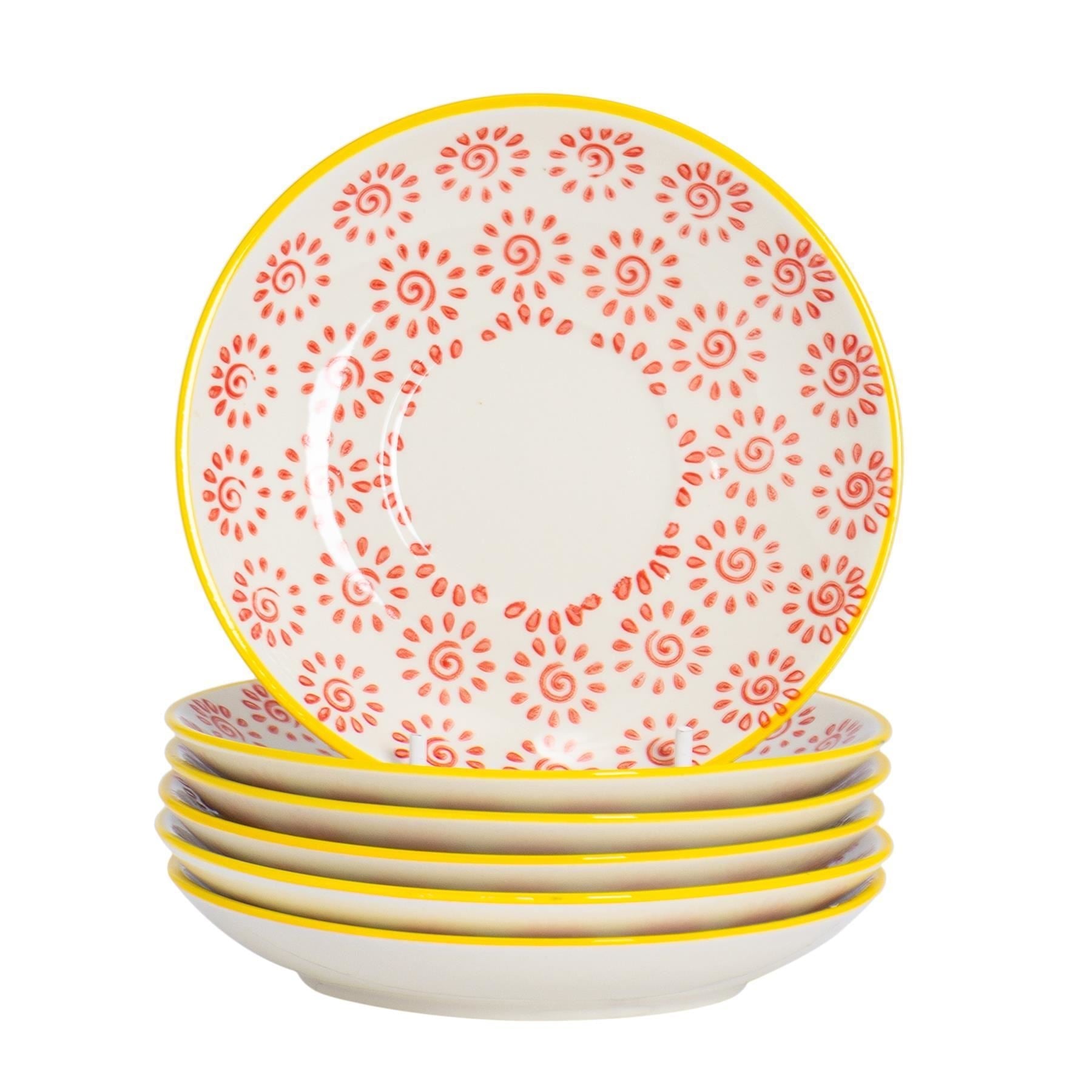 14.5cm Hand Printed China Cappuccino Saucers - Pack of Six