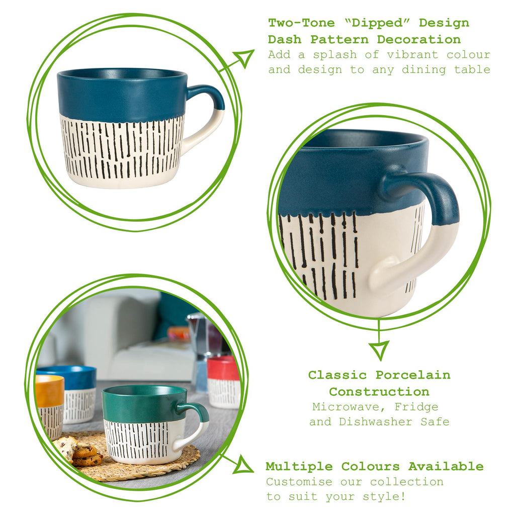 450ml Dipped Dash Stoneware Coffee Mugs - Pack of 6