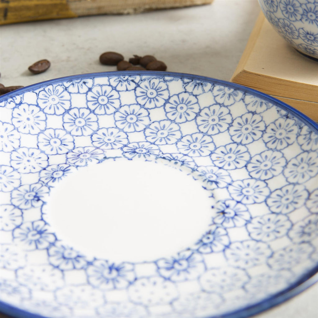 14.5cm Hand Printed China Cappuccino Saucers - Pack of Six
