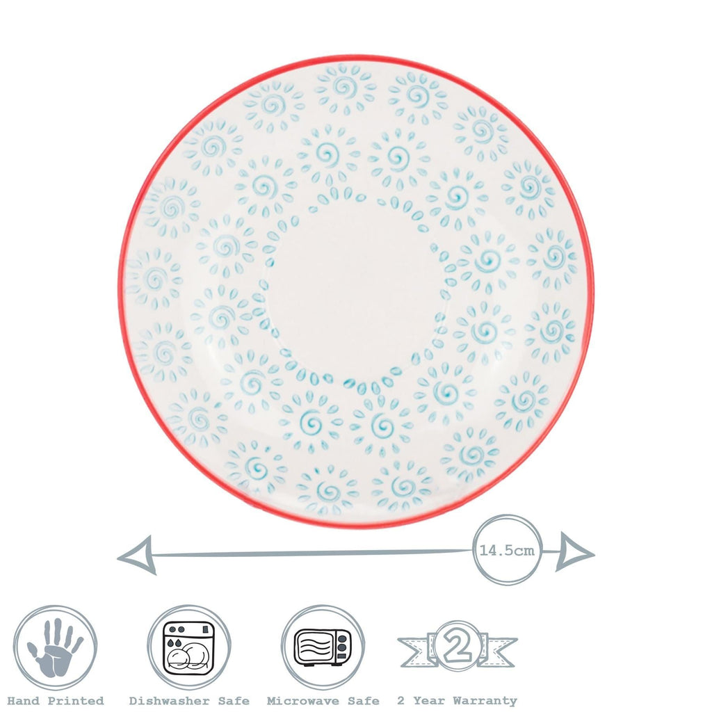 14.5cm Hand Printed China Cappuccino Saucers - Pack of Six