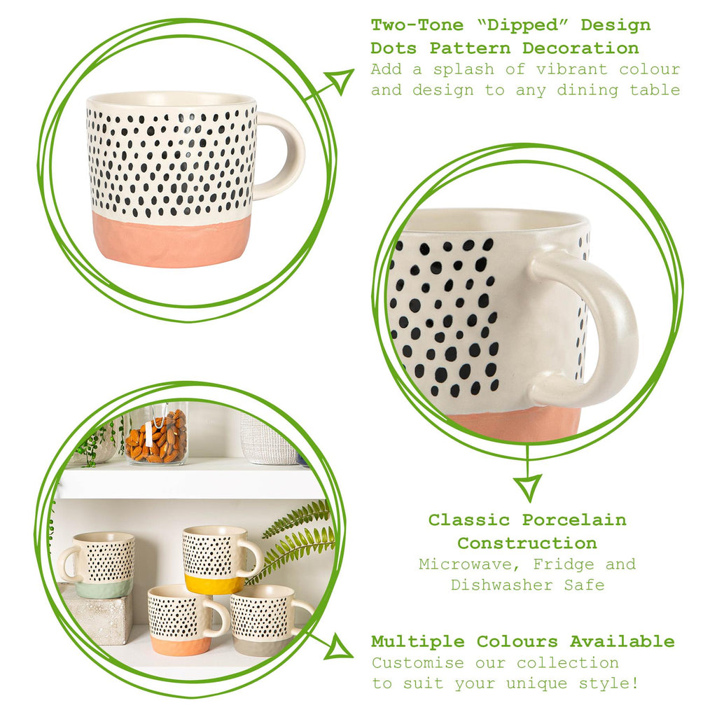 385ml Dipped Spot Stoneware Coffee Mug