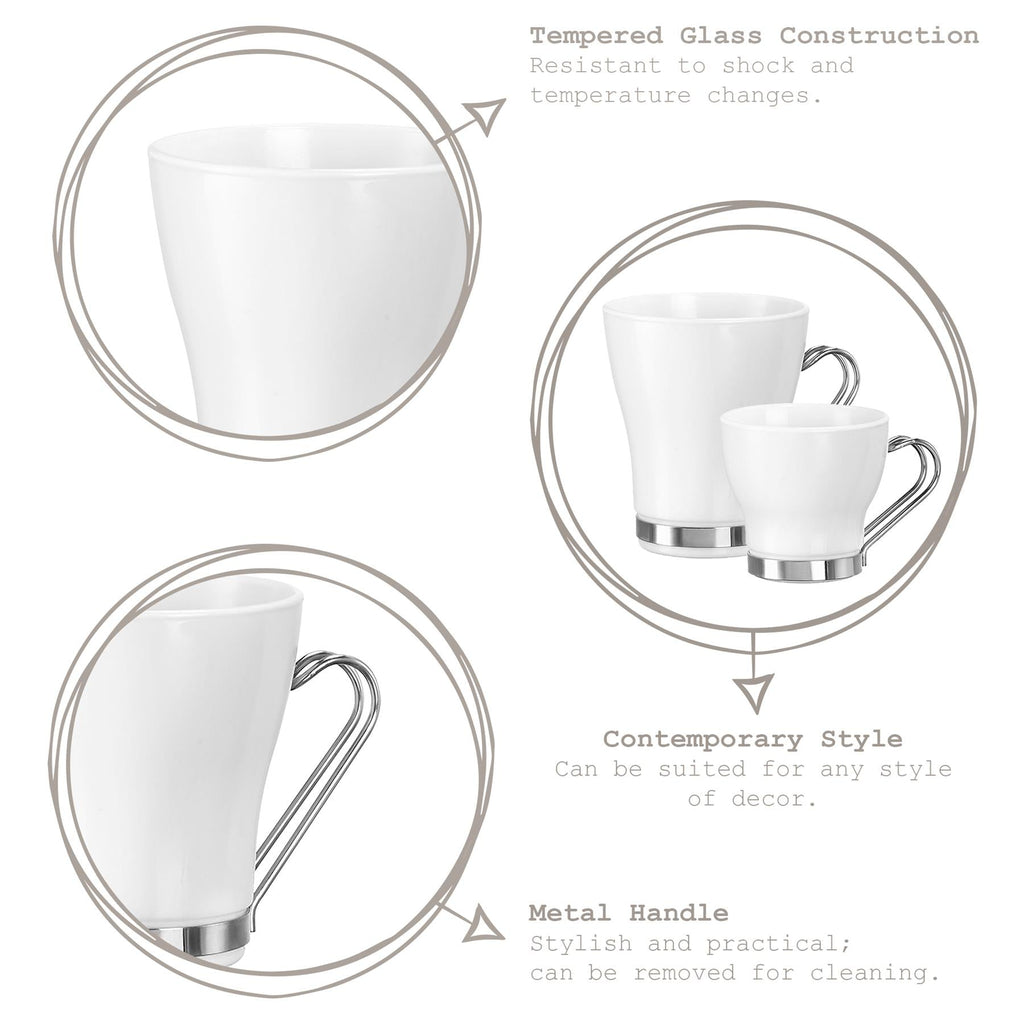 235ml Aromateca Oslo White Glass Coffee Cups - Pack of Four