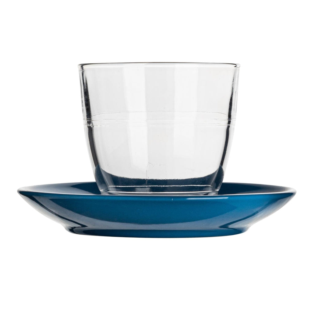 220ml Gigogne Glass Coffee Cups & Saucers - Pack of Six