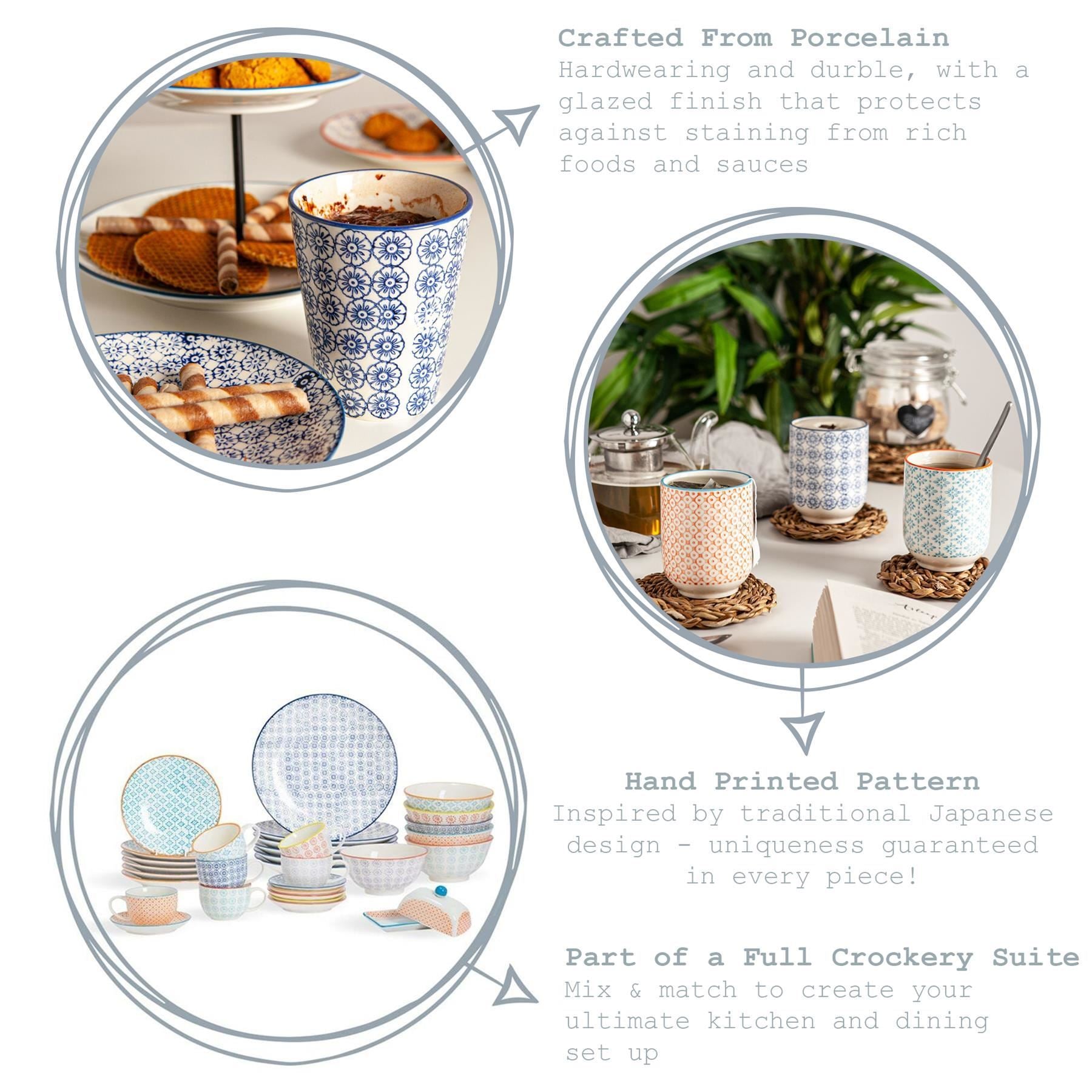 280ml Hand Printed China Tumblers - Pack of Six