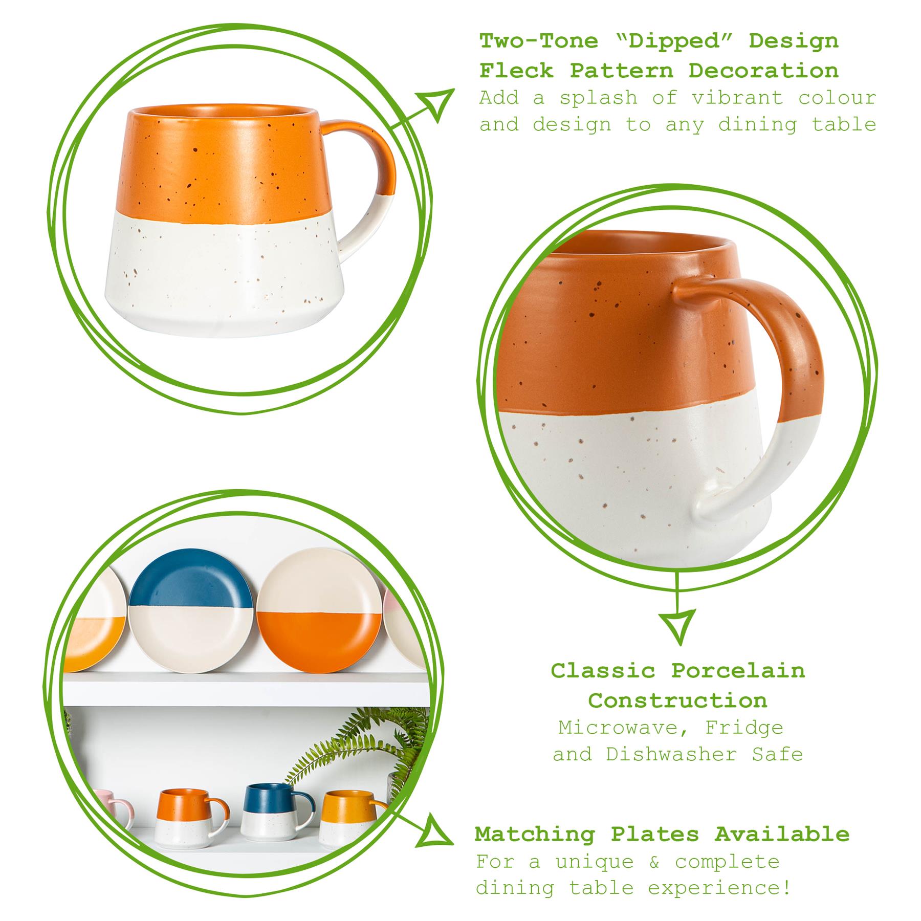 370ml Colour Block Flecked Stoneware Belly Mug