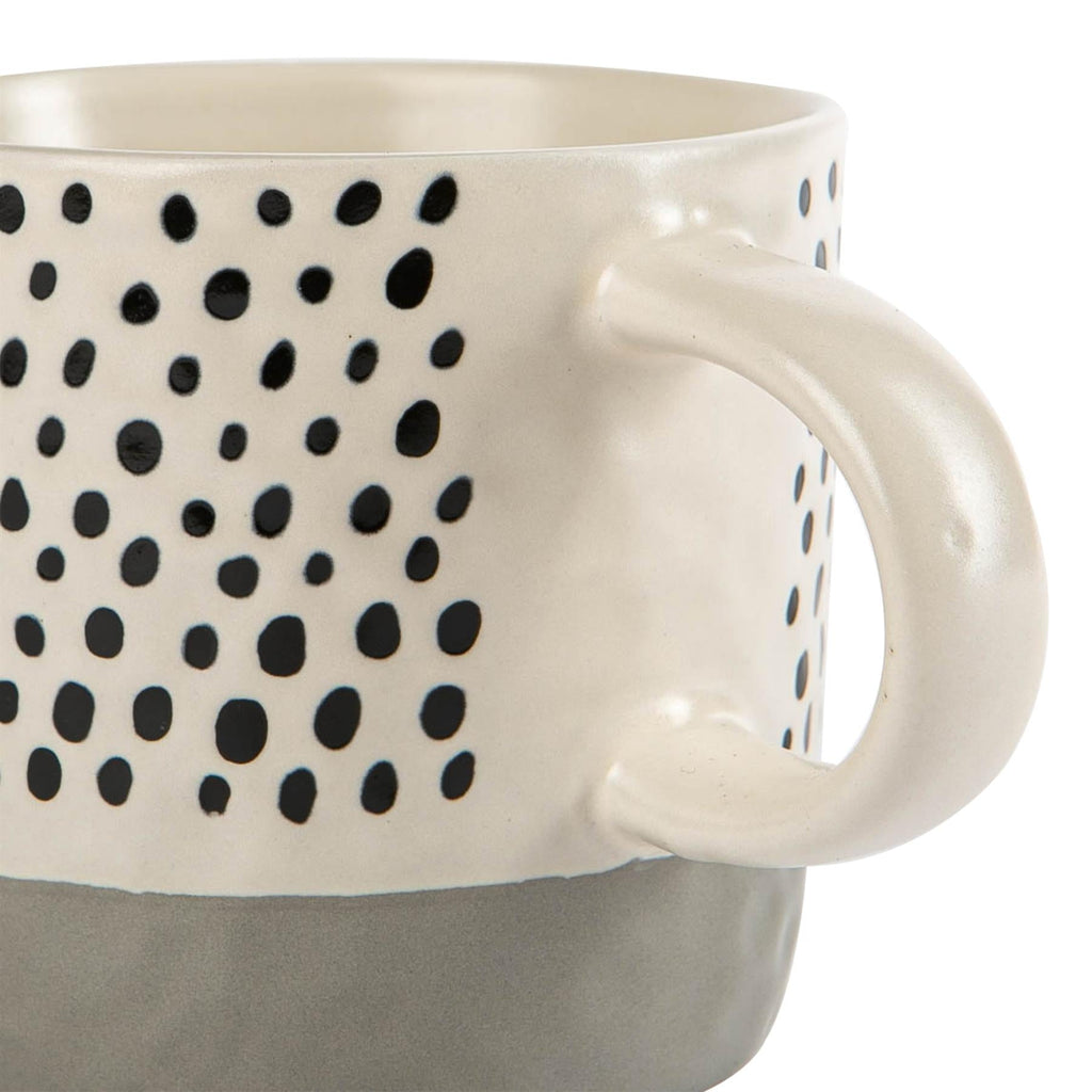 385ml Dipped Spot Stoneware Coffee Mugs - Pack of 6