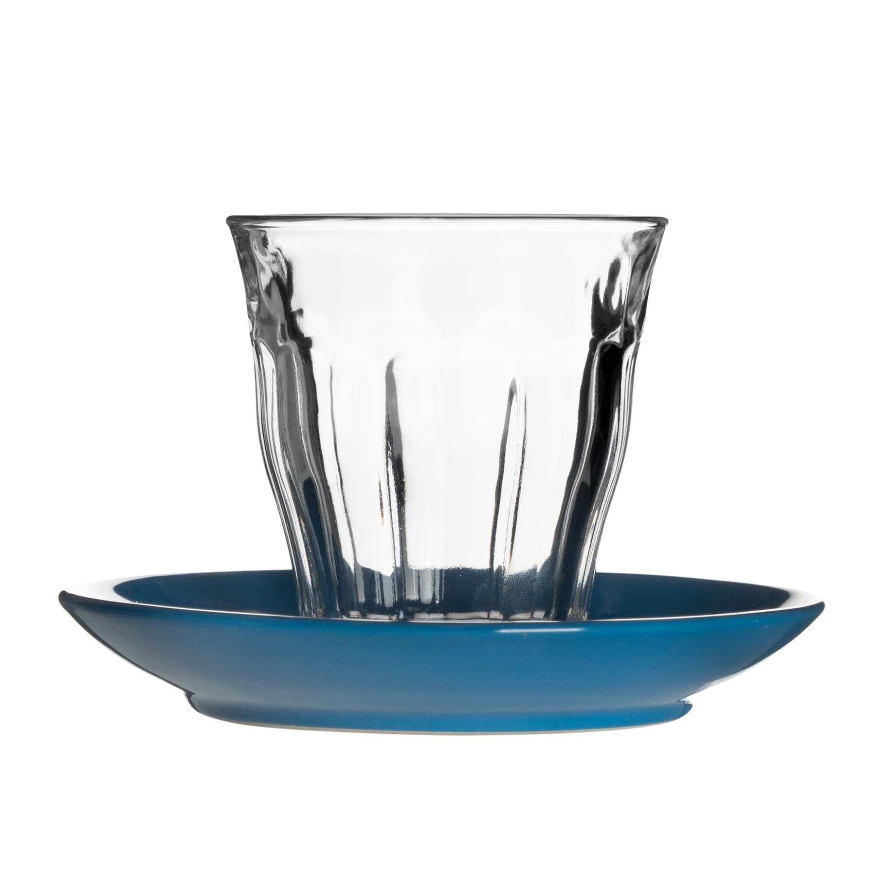 200ml Picardie Glass Coffee Cups & Saucers - Pack of Six