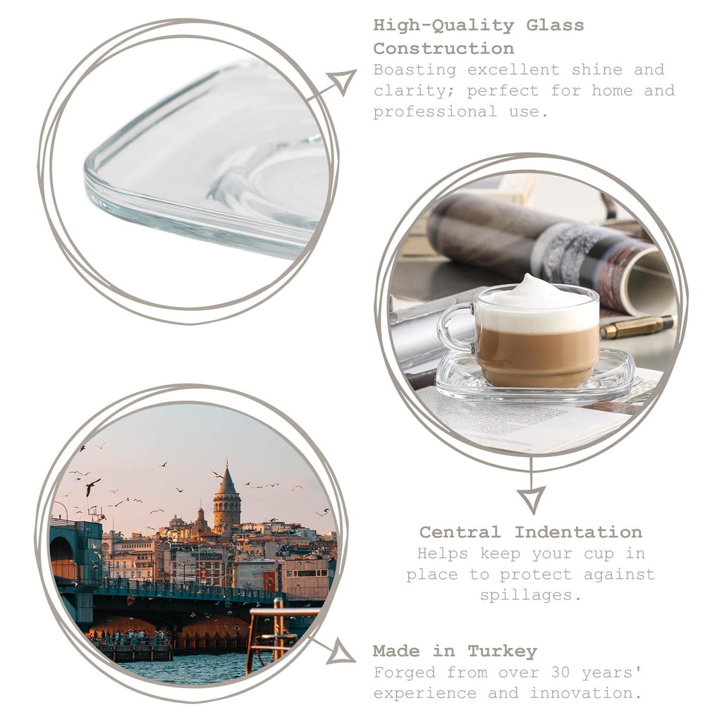 16.5cm Cozy Glass Cappuccino Saucers - Pack of Six