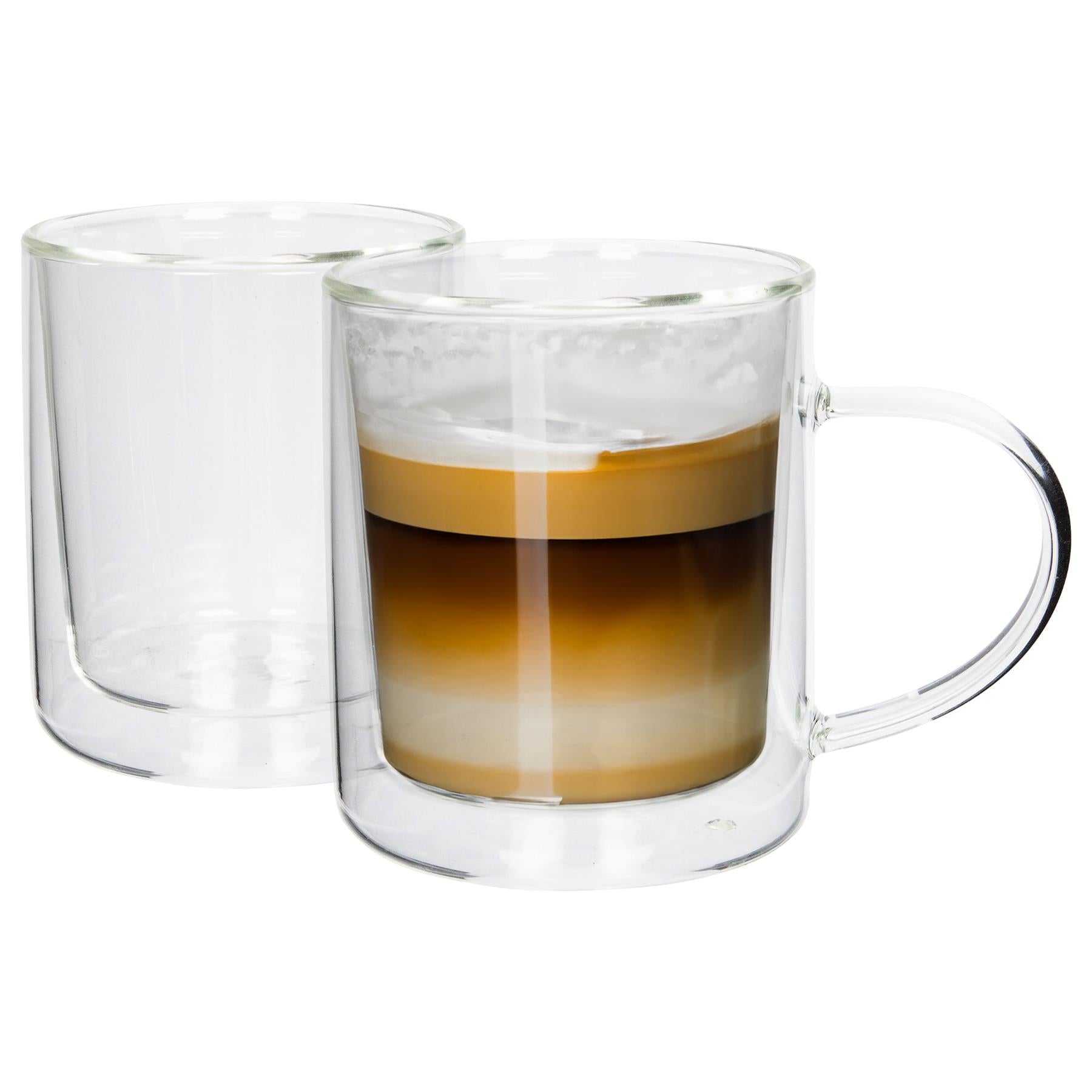 360ml Double Walled Glass Mugs - Pack of Two