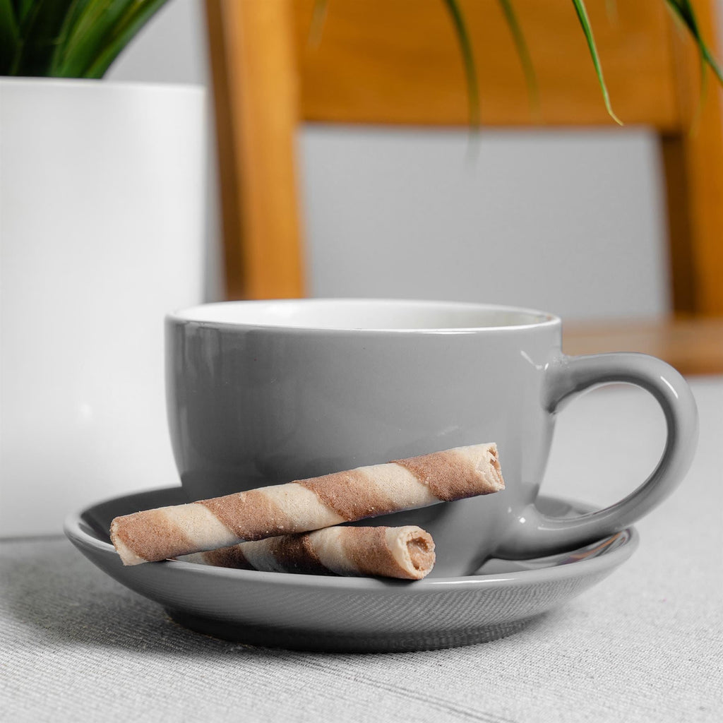 250ml Coloured China Cappuccino Cup & Saucer Set