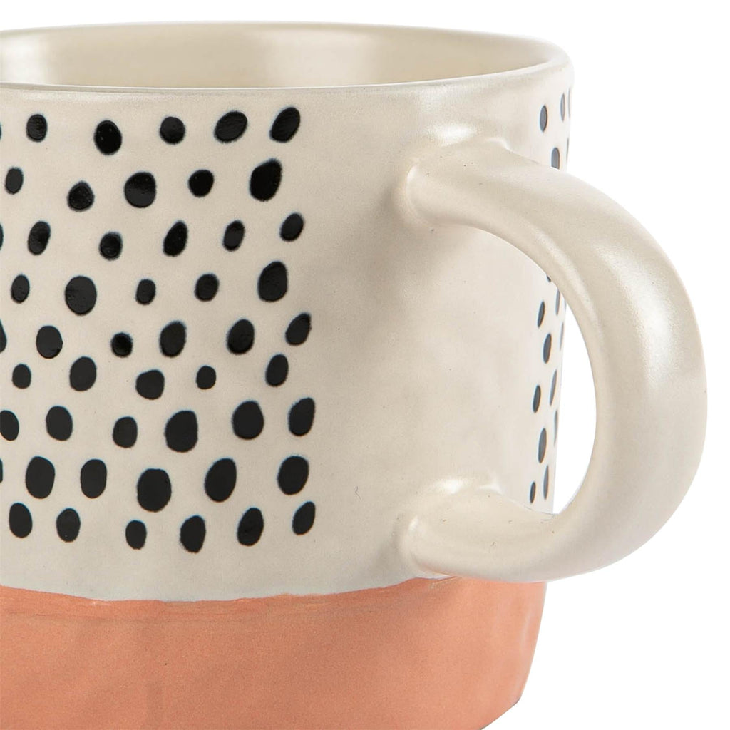 385ml Dipped Spot Stoneware Coffee Mugs - Pack of 6