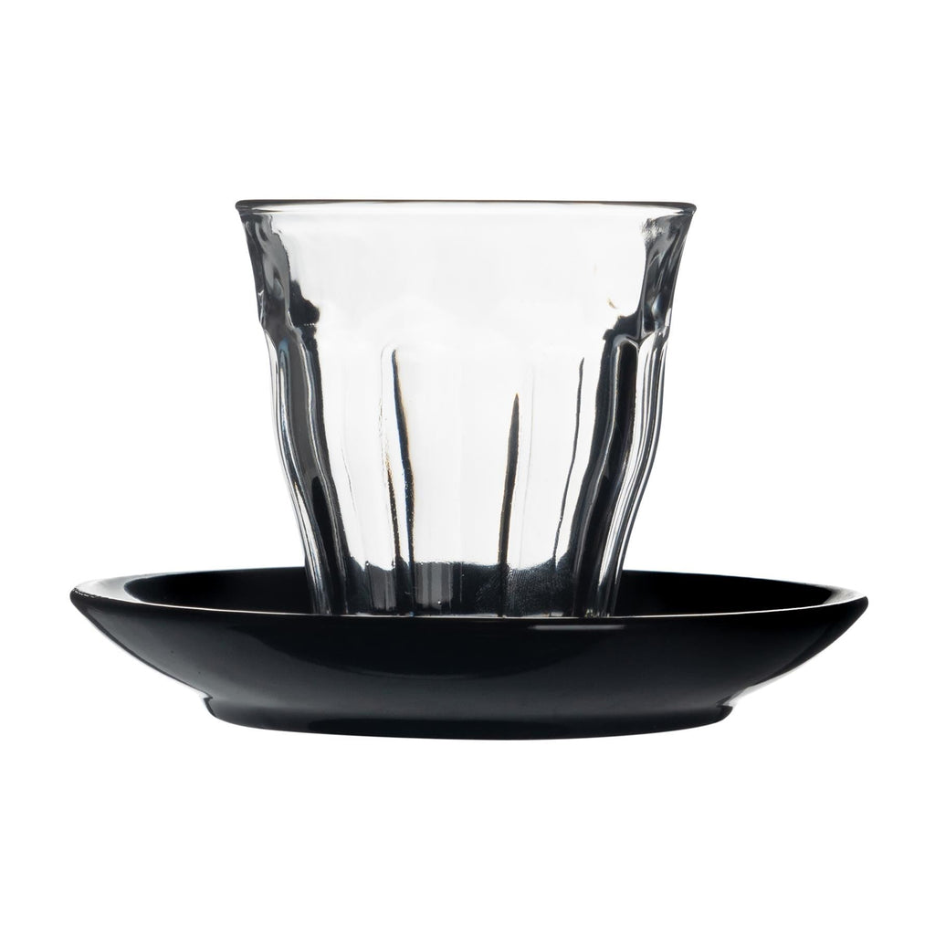 200ml Picardie Glass Coffee Cups & Saucers - Pack of Six