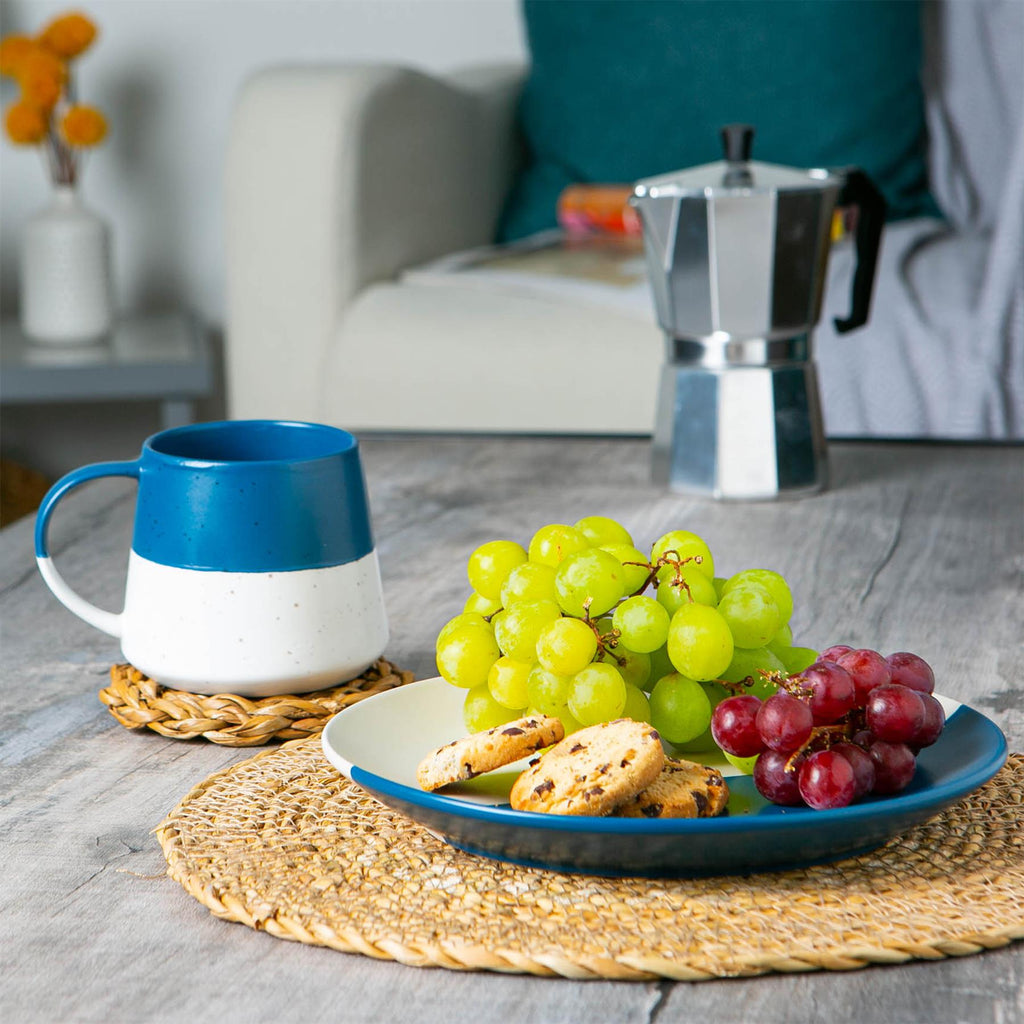 370ml Colour Block Flecked Stoneware Belly Mugs - Pack of 4