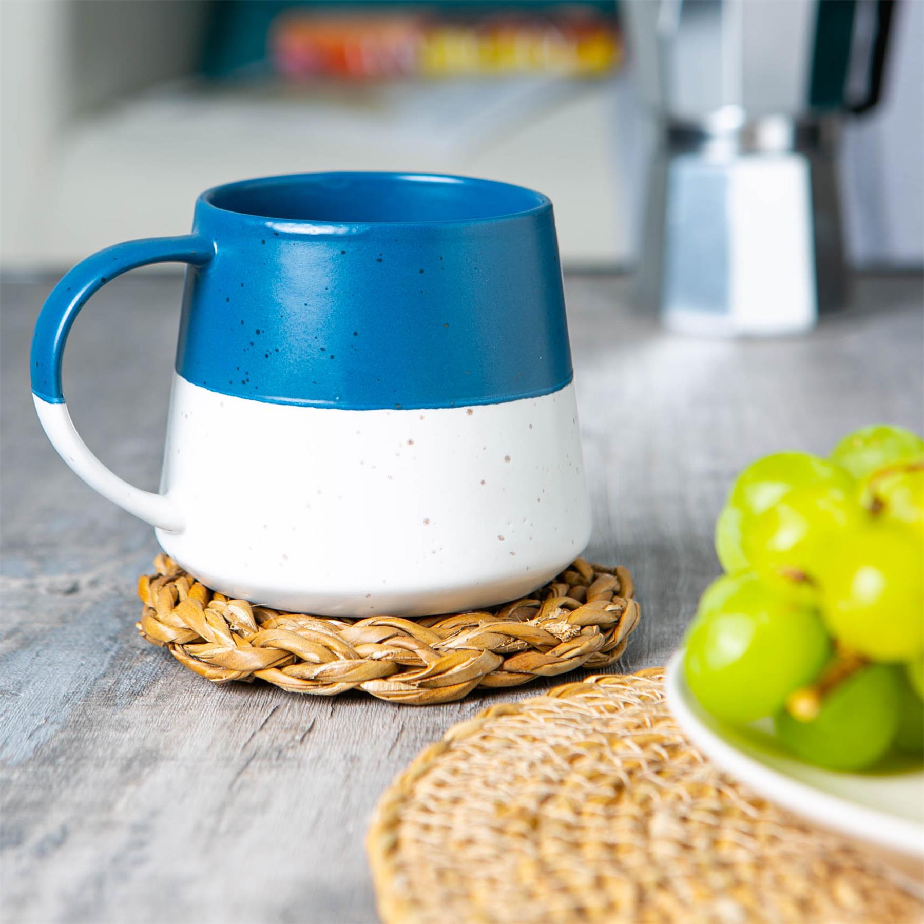 370ml Colour Block Flecked Stoneware Belly Mug