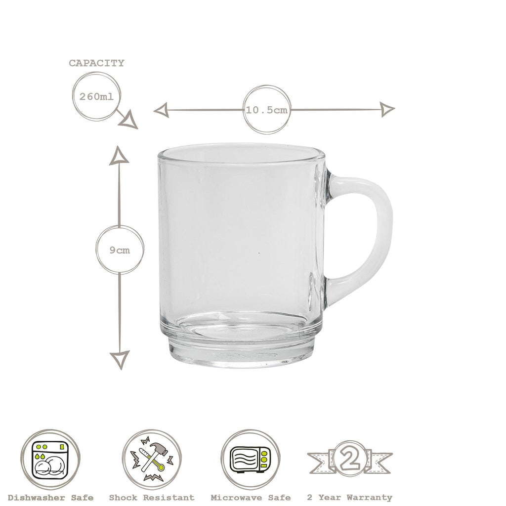 260ml Versailles Glass Mugs - Pack of Six