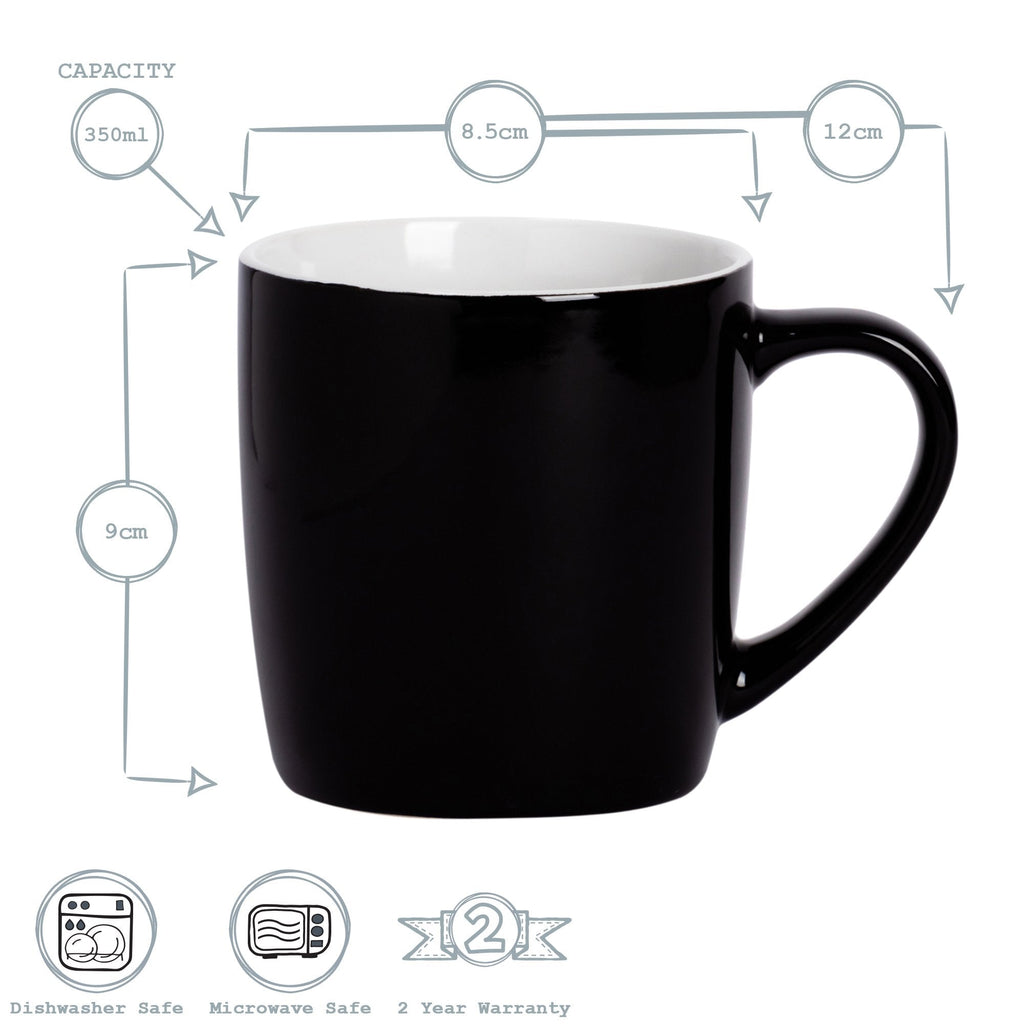 350ml Contemporary Coffee Mugs - Three Colours - Pack of Six