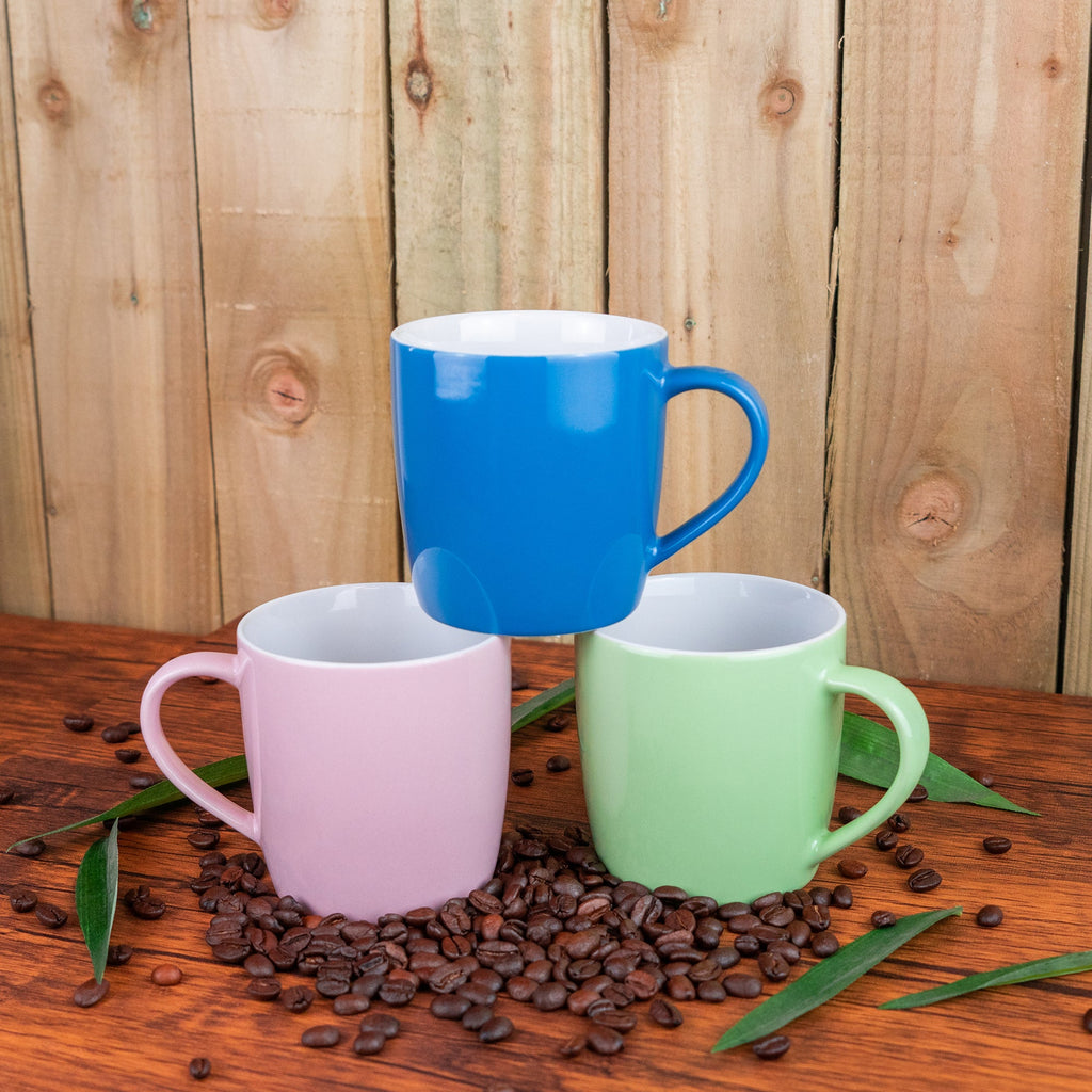 350ml Contemporary Coffee Mugs - Multicoloured - Pack of Six