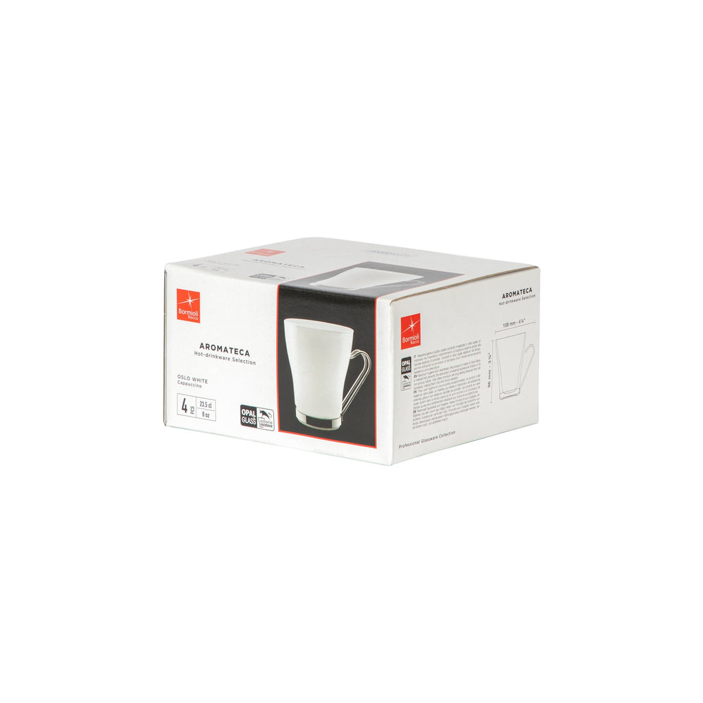 235ml Aromateca Oslo White Glass Coffee Cups - Pack of Four