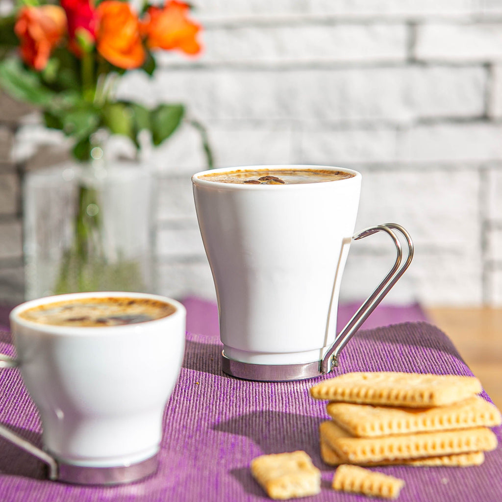 235ml Aromateca Oslo White Glass Coffee Cups - Pack of Four