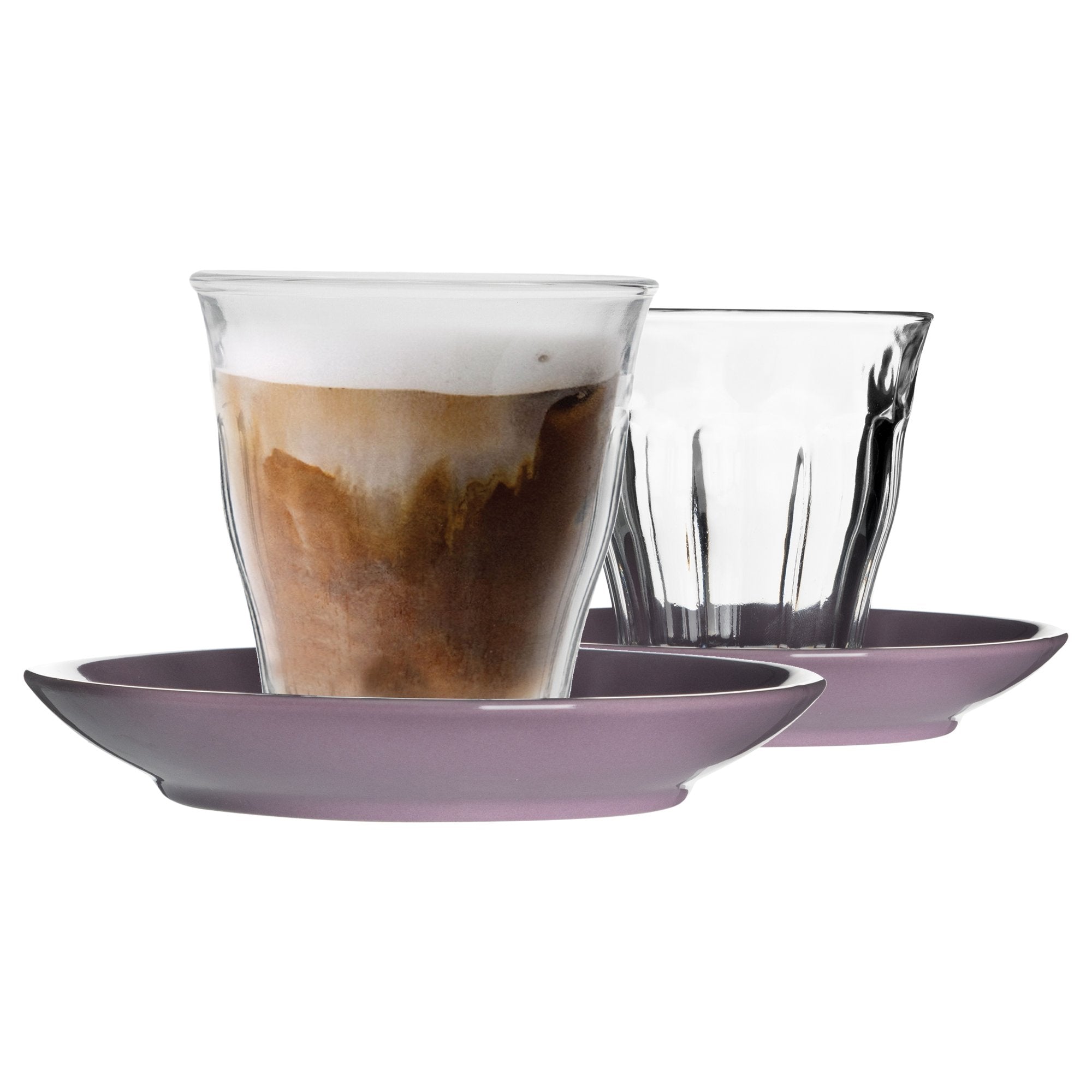 200ml Picardie Glass Coffee Cups & Saucers - Pack of Six