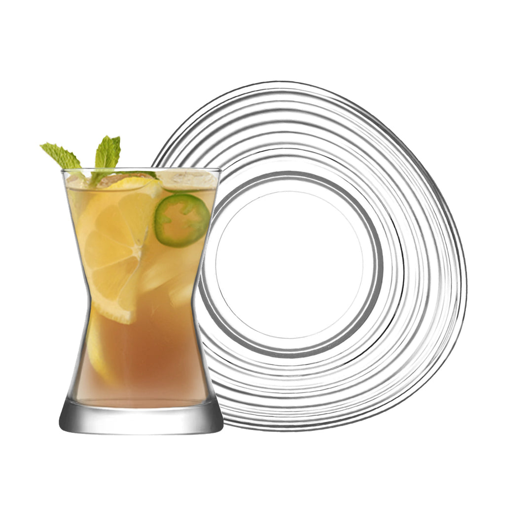 140ml Derin Turkish Glass Tea Cups & Saucers - Six Sets