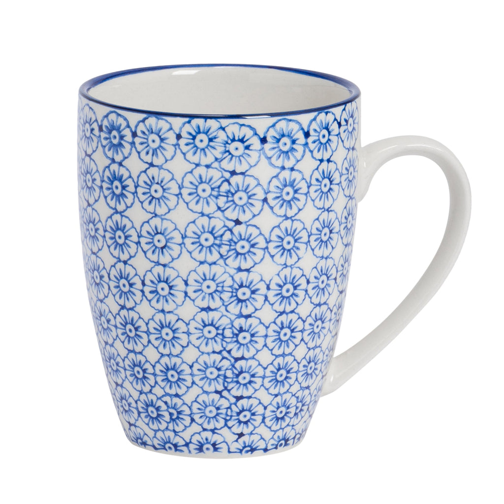 360ml Hand Printed China Coffee Mugs - Pack of Six