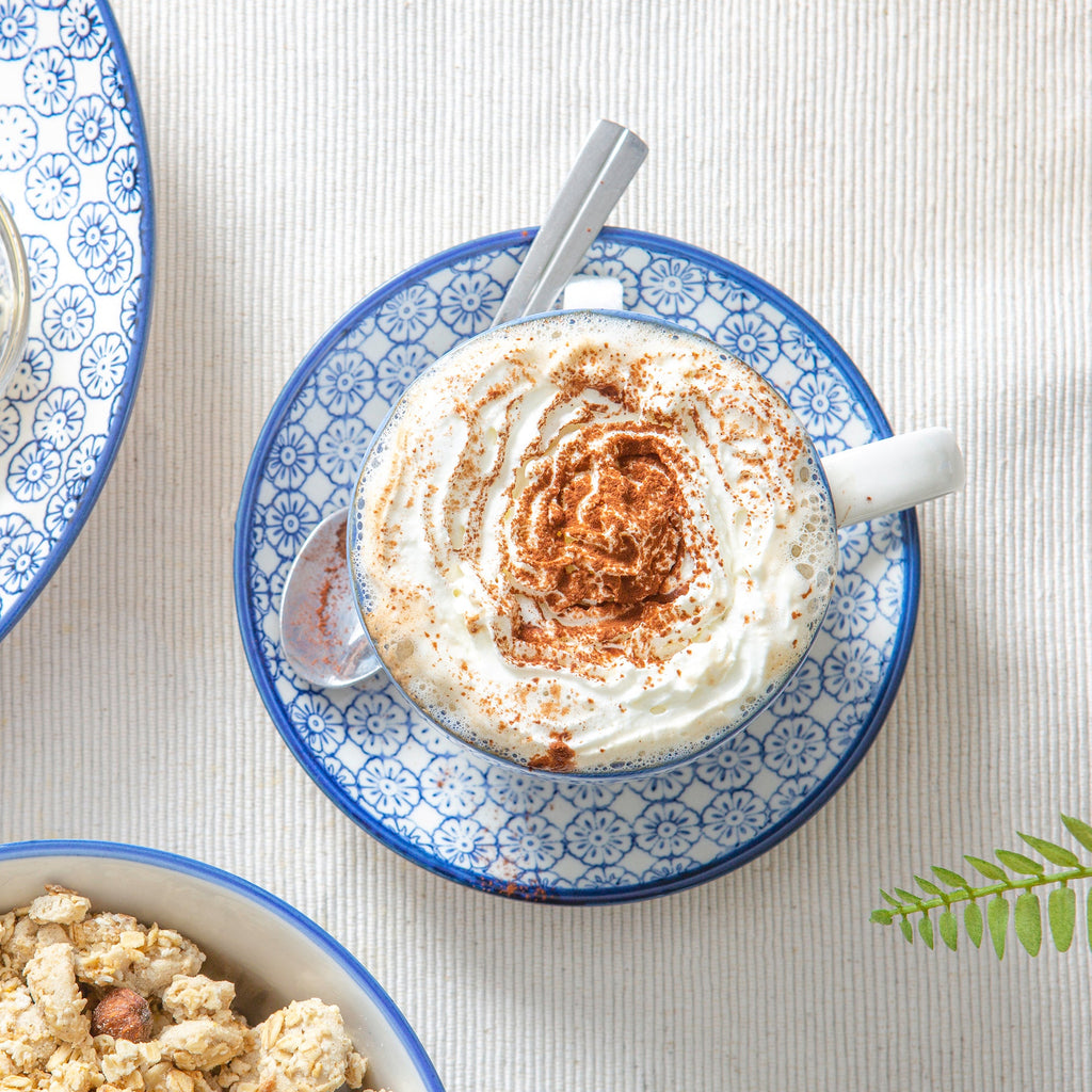 250ml Hand Printed Cappuccino Cups & Saucers - Pack of Six