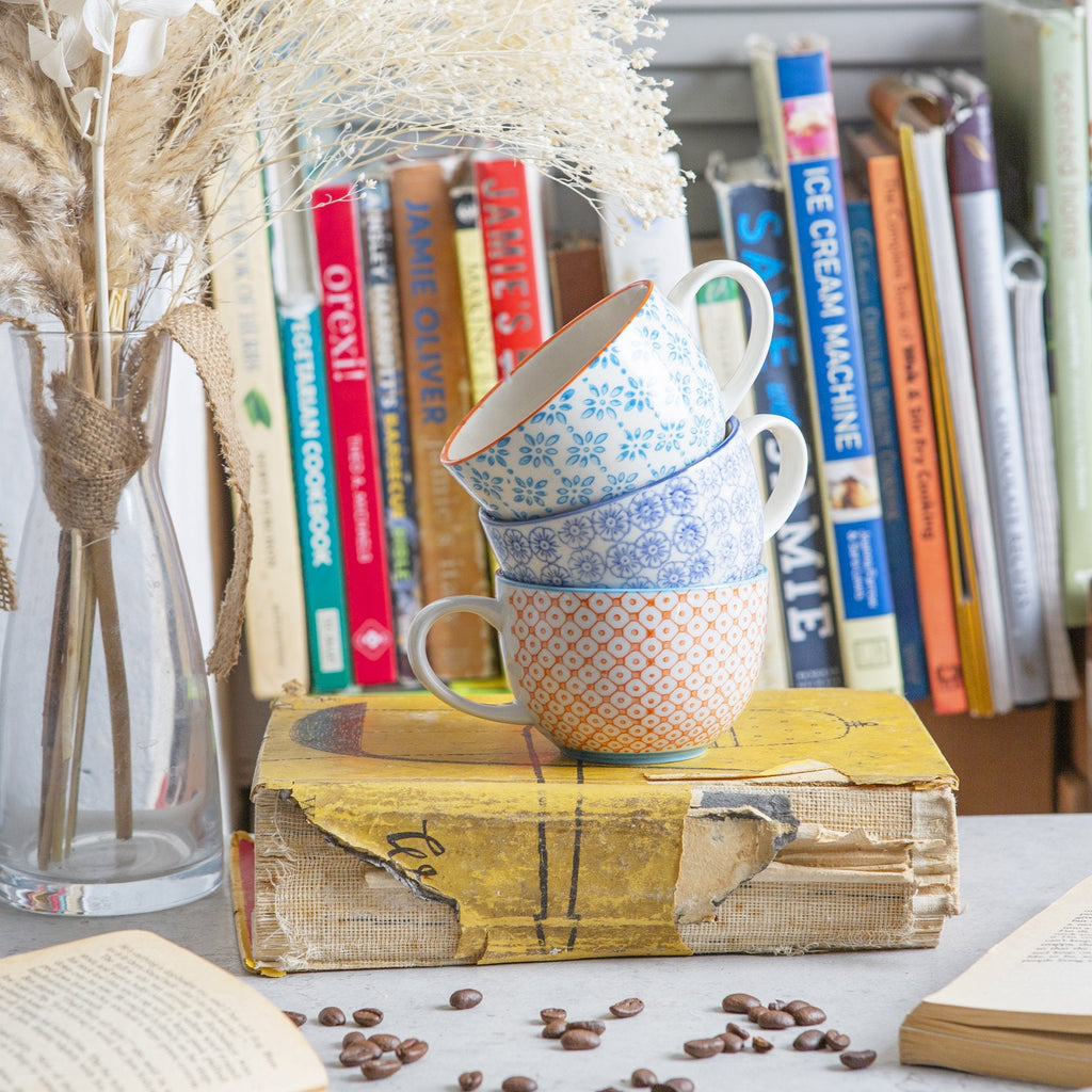 250ml Hand Printed Cappuccino & Tea Cups - Pack of Six