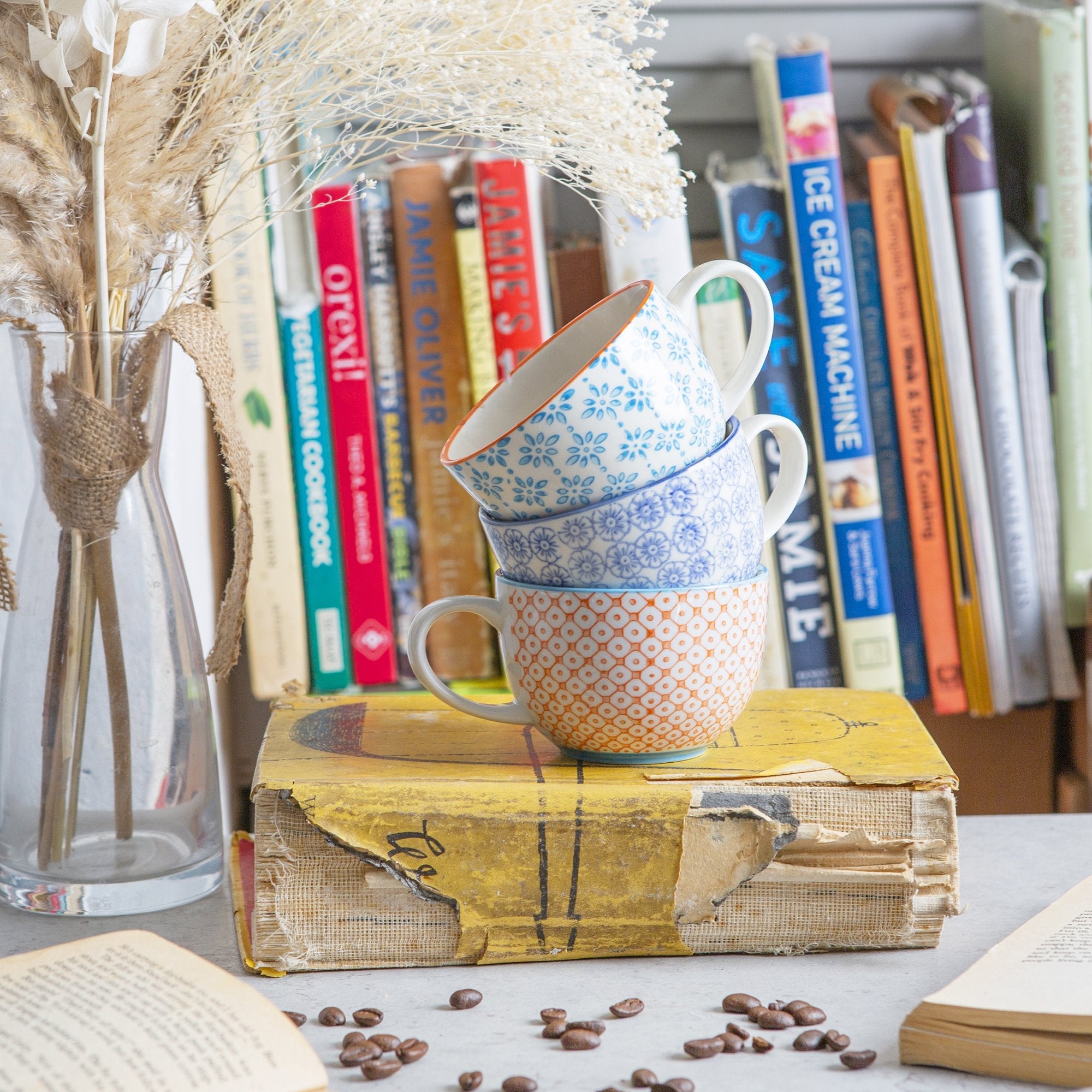 250ml Hand Printed Cappuccino & Tea Cups - Pack of Six