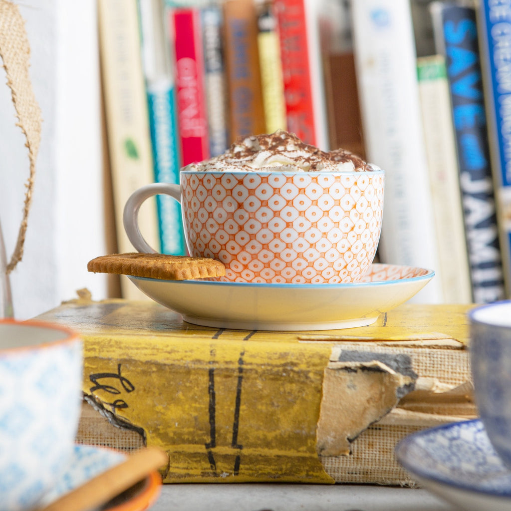 250ml Hand Printed Cappuccino & Tea Cups - Pack of Six