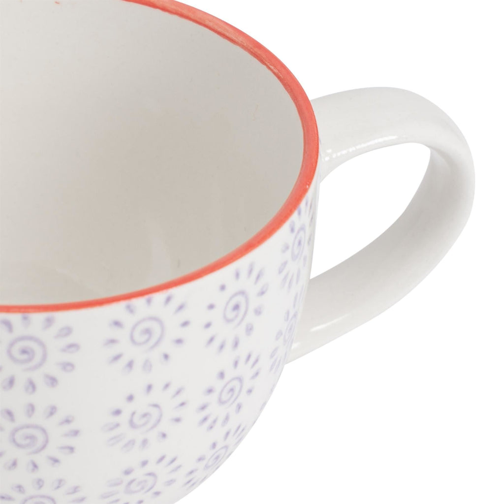 250ml Hand Printed Cappuccino Cups & Saucers - Pack of Six