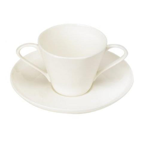 Bone-China Two Handled Cup & Saucer